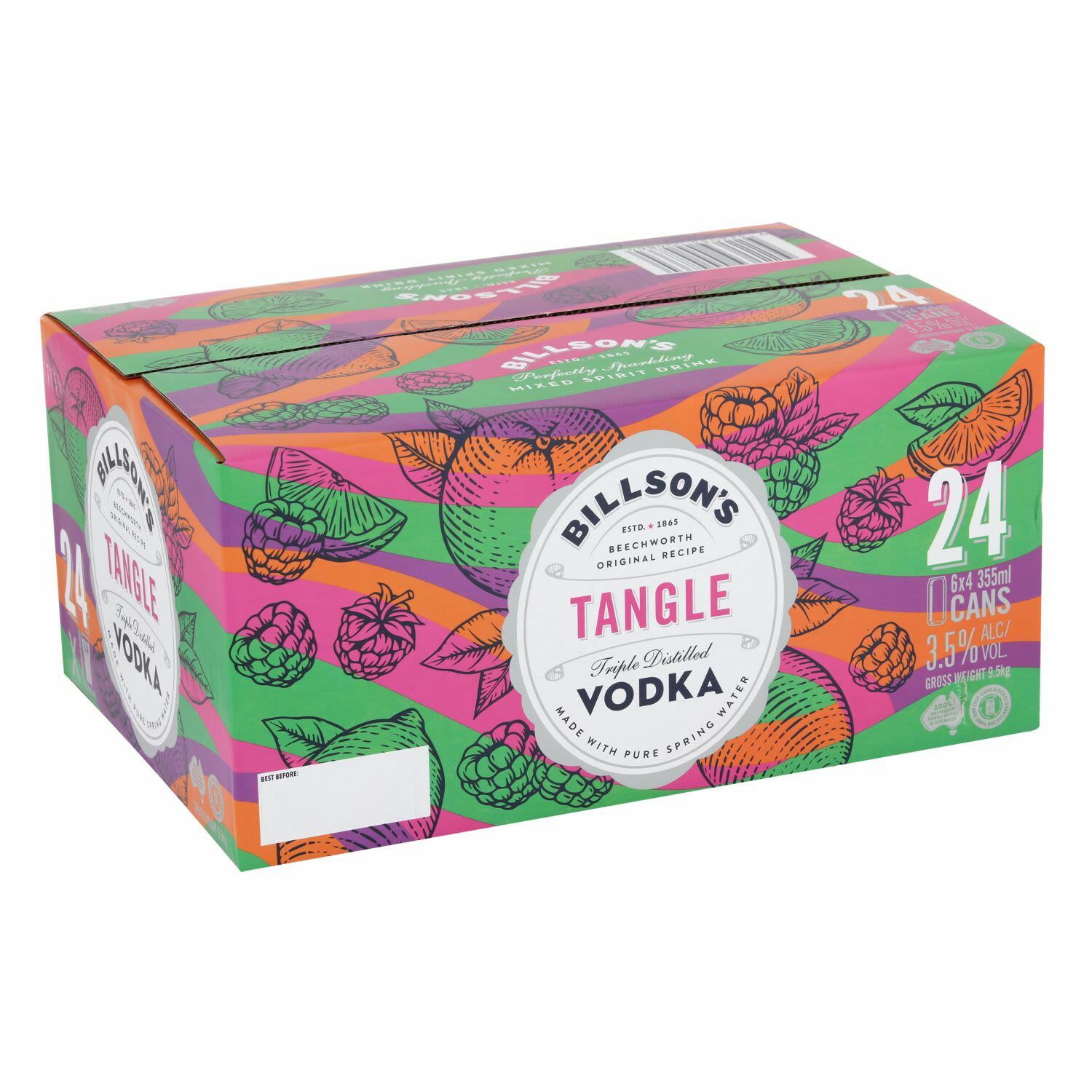 Billson's Vodka Fruit Tangle Can 355mL 24 Pack