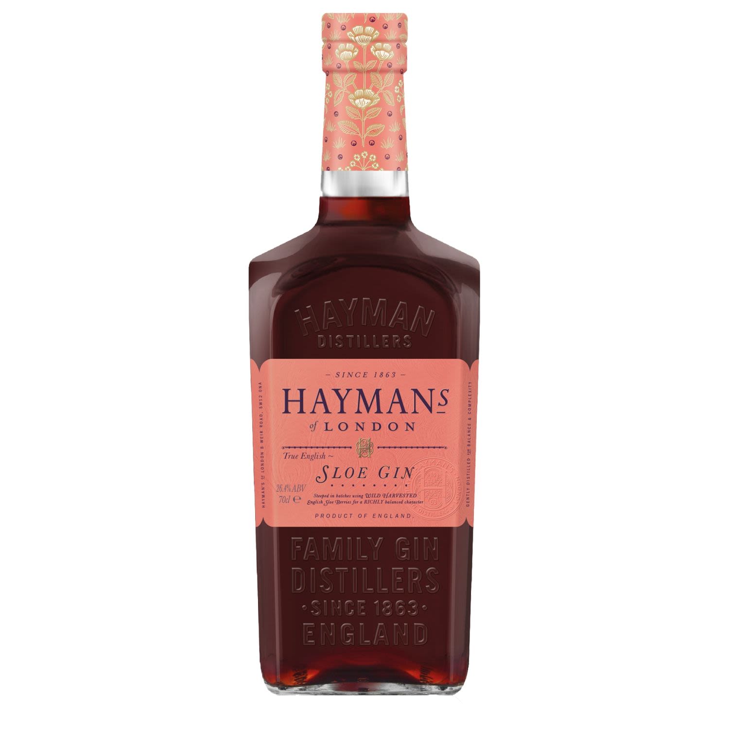 Hayman's Sloe Gin delivers bitter and sweet notes, complemented with a rich, sweet blackcurrant, fruity nose. Hayman's Sloe can enjoyed on its own, over ice or in a long drink.<br /> <br />Alcohol Volume: 26.00%<br /><br />Pack Format: 6 Pack<br /><br />Standard Drinks: 14.4</br /><br />Pack Type: Bottle<br /><br />Country of Origin: England<br />