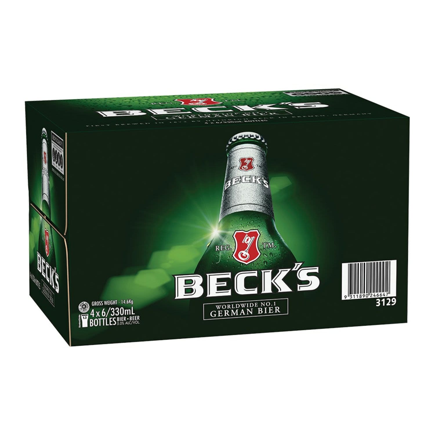 Beck's is a full-flavoured lager with a distinctive European malt taste. Known for it's refreshing and vibrant palate, a style that dates back many centuries. Beck's is best enjoyed with great friends and warm afternoons.<br /> <br />Alcohol Volume: 5.00%<br /><br />Pack Format: 24 Pack<br /><br />Standard Drinks: 1.3</br /><br />Pack Type: Bottle<br /><br />Country of Origin: Germany<br />