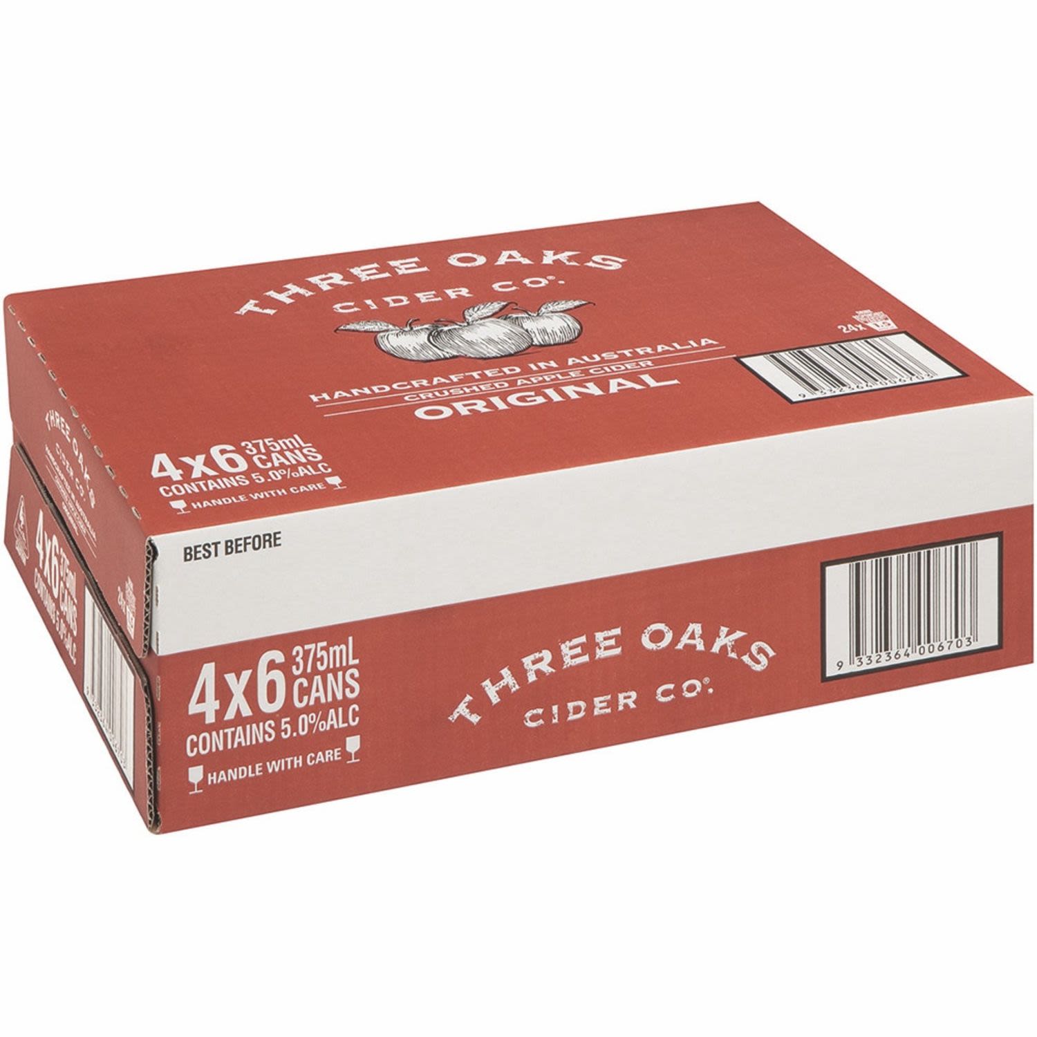 Three Oaks Original Cider Can 375mL 24 Pack