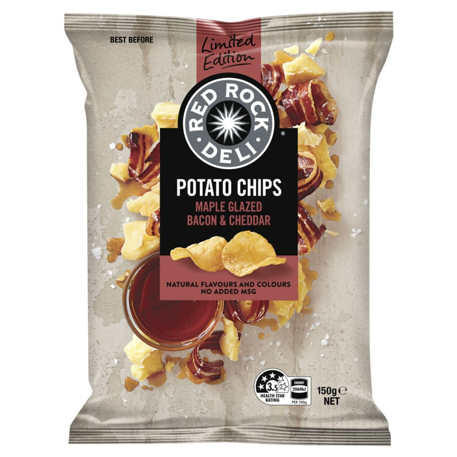 Red Rock Deli Maple Glazed Bacon & Cheddar Potato Chips 150g
