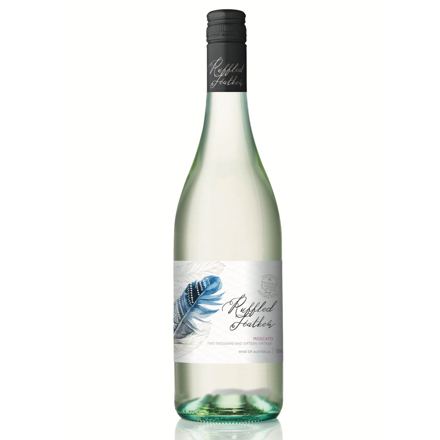 The Ruffled Feather Moscato offers an exciting take on the traditional, with flavours that are refreshing and spritzy. Light and sweet, its lively and fresh taste is a winner for any Moscato lover. The perfect accompaniment to spicy cuisine, hard cheese and desserts such as pavlova.<br /> <br />Alcohol Volume: 8.00%<br /><br />Pack Format: 12 Pack<br /><br />Standard Drinks: 4.7</br /><br />Pack Type: Bottle<br /><br />Country of Origin: Australia<br /><br />Region: South Eastern Australia<br /><br />Vintage: Vintages Vary<br />