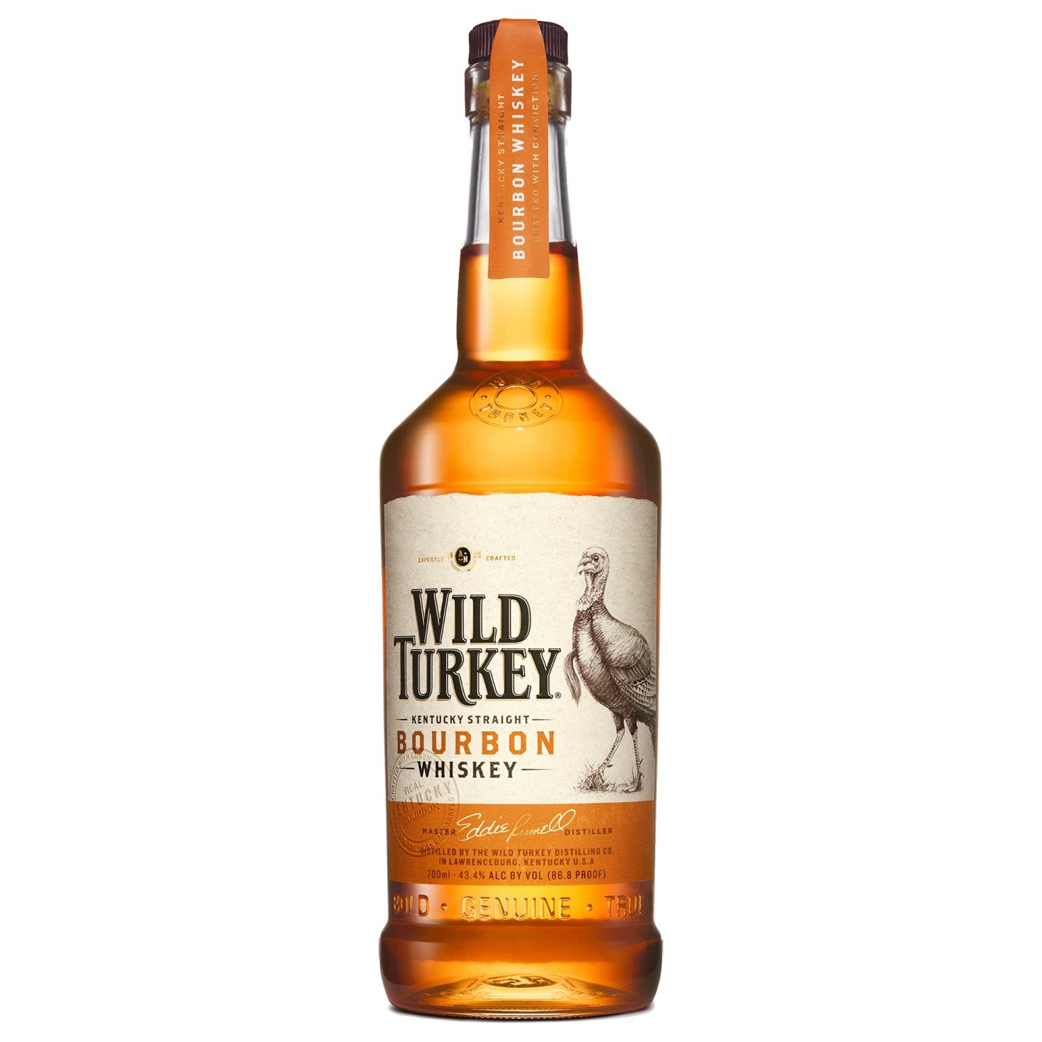 Wild Turkey is a genuine Kentucky Bourbon, matured in new charred white oak barrels to give it's unique smoothness. Best consumed neat to appreciate it's character; can also be consumed on ice or with cola or dry ginger ale.<br /> <br />Alcohol Volume: 43.40%<br /><br />Pack Format: Bottle<br /><br />Standard Drinks: 24</br /><br />Pack Type: Bottle<br /><br />Country of Origin: USA<br />