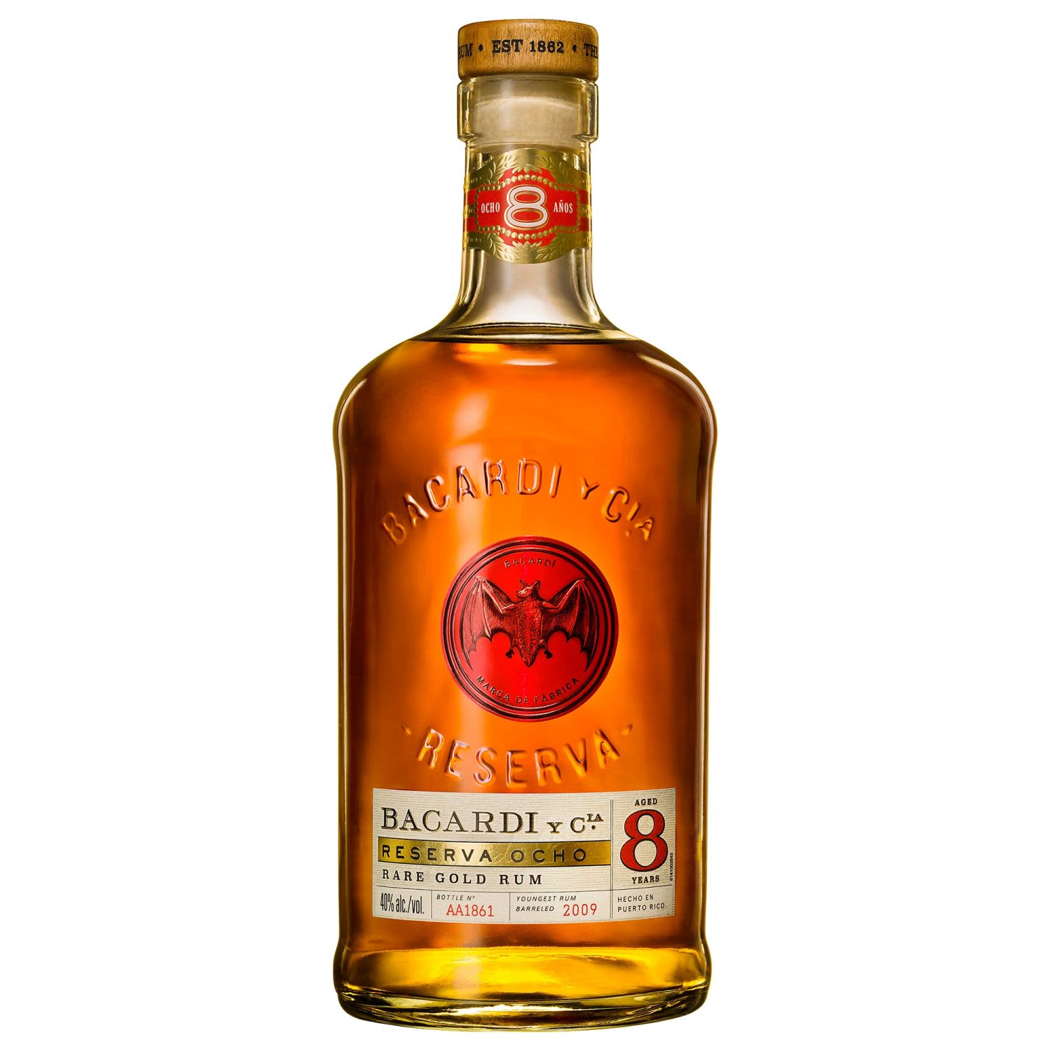 Aged for at least 8 years in selected oak barrels. Bacardi 8 is blended to give a smooth, rich and full palate with a long finish.<br /> <br />Alcohol Volume: 40.00%<br /><br />Pack Format: Bottle<br /><br />Standard Drinks: 22.1</br /><br />Pack Type: Bottle<br /><br />Country of Origin: Puerto Rico<br />