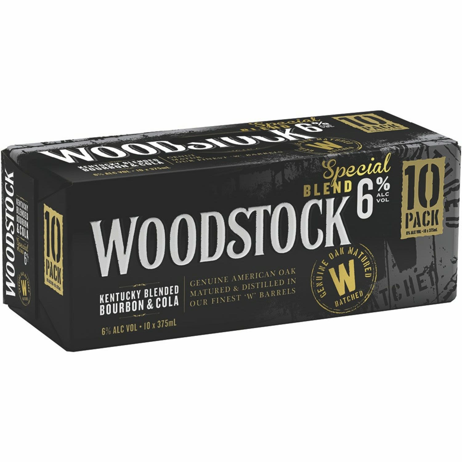 Woodstock Bourbon & Cola 6% Can 375mL 10 Pack