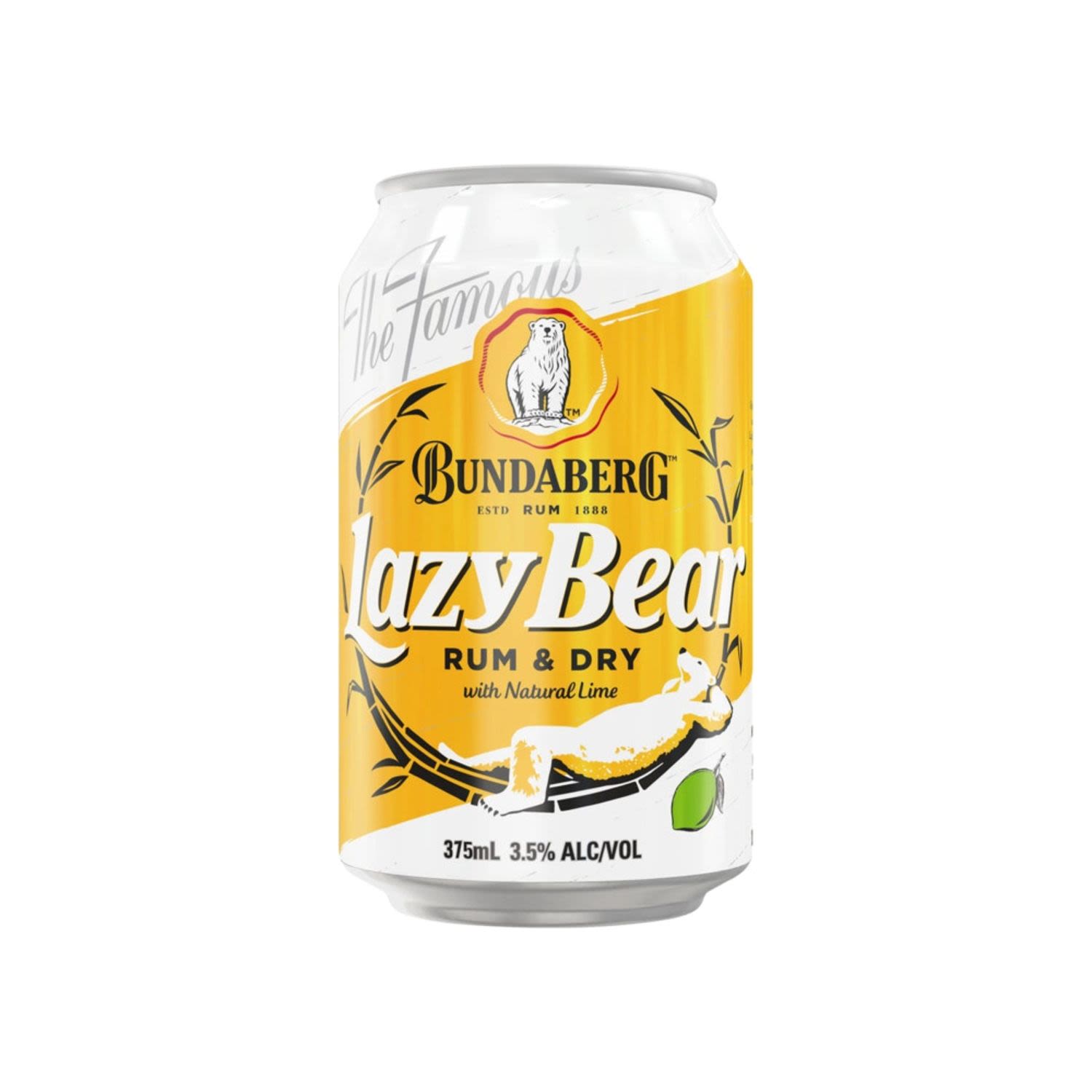 Bundaberg Lazy Bear Rum & Dry with Natural Lime 375mL Can