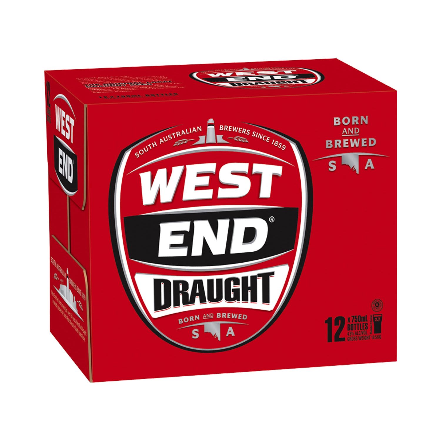 West End Draught Bottle 750mL 12 Pack