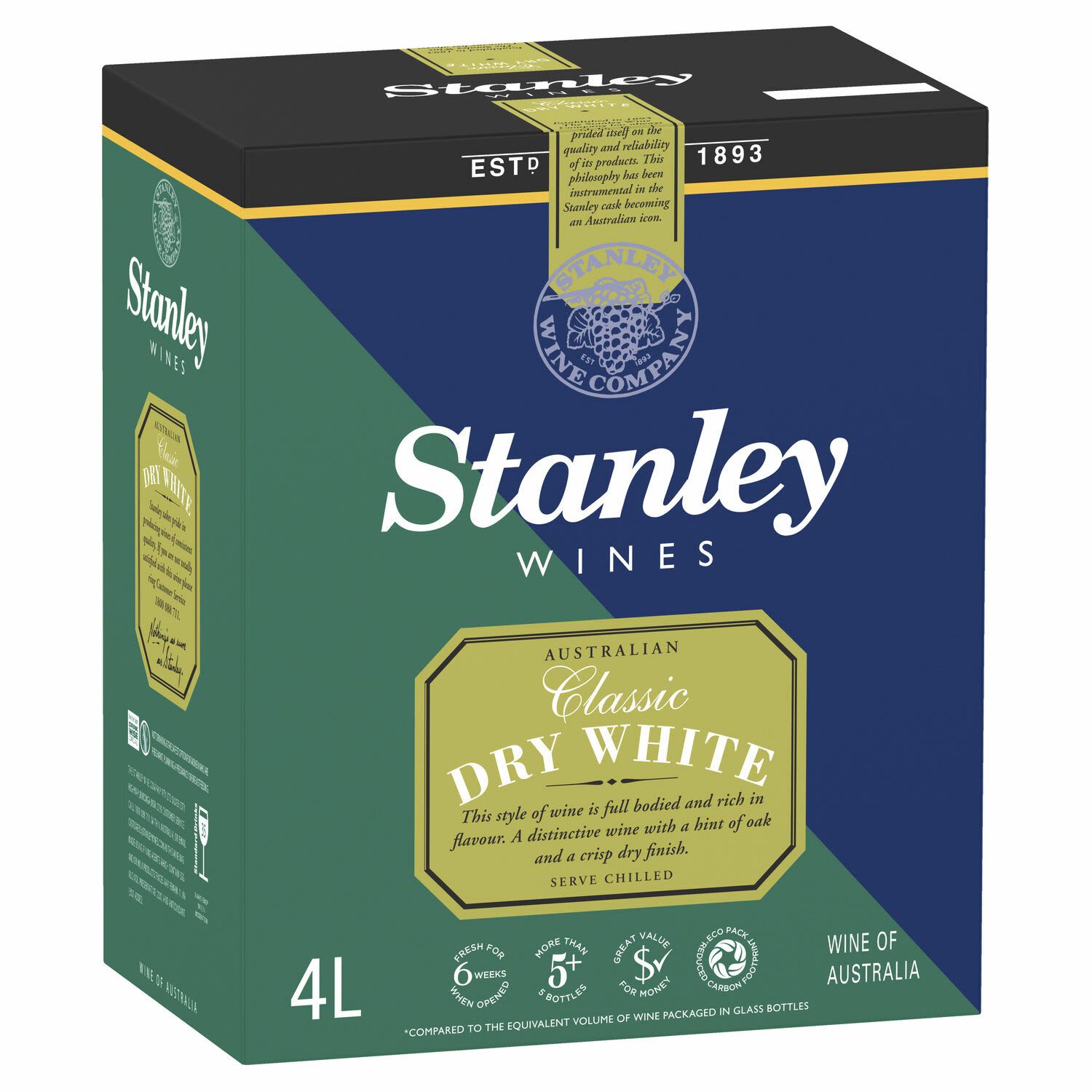 Stanley Traditional Dry Red Cask 4L<br /> <br />Alcohol Volume: 11.00%<br /><br />Pack Format: Cask<br /><br />Standard Drinks: 35</br /><br />Pack Type: Cask<br /><br />Country of Origin: Australia<br /><br />Region: Multi-Regional Blend<br /><br />Vintage: Non Vintage<br />