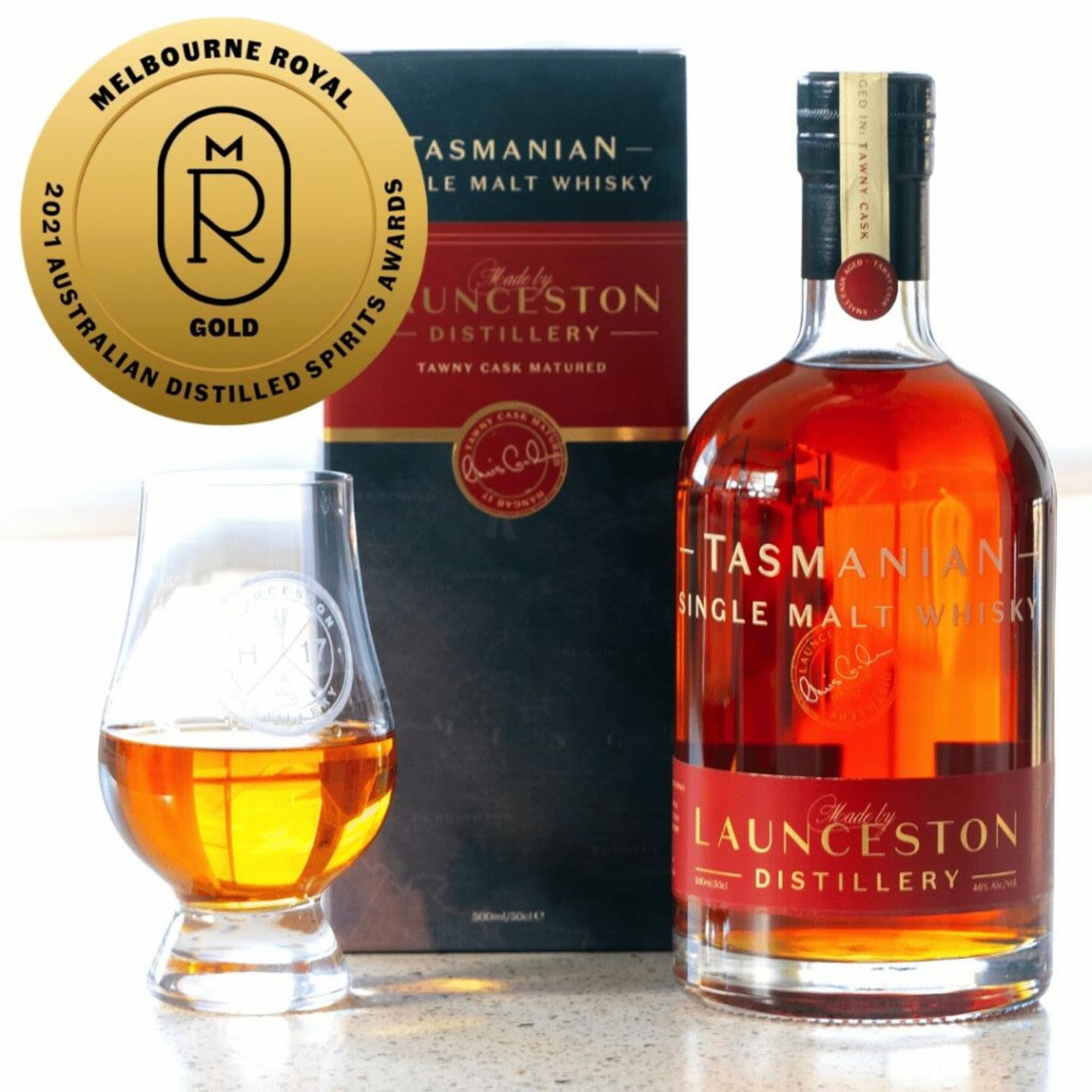 Launceston Distillery Tawny Cask Matured Single Malt Tasmanian Whiskey 500mL Bottle