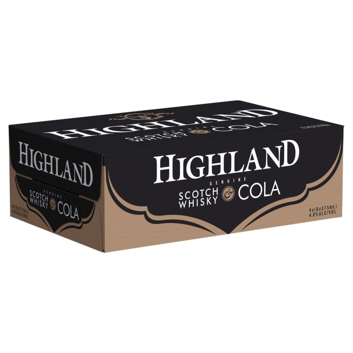 Highland Genuine Scotch Whisky & Cola 4.8% Can 375mL 24 Pack