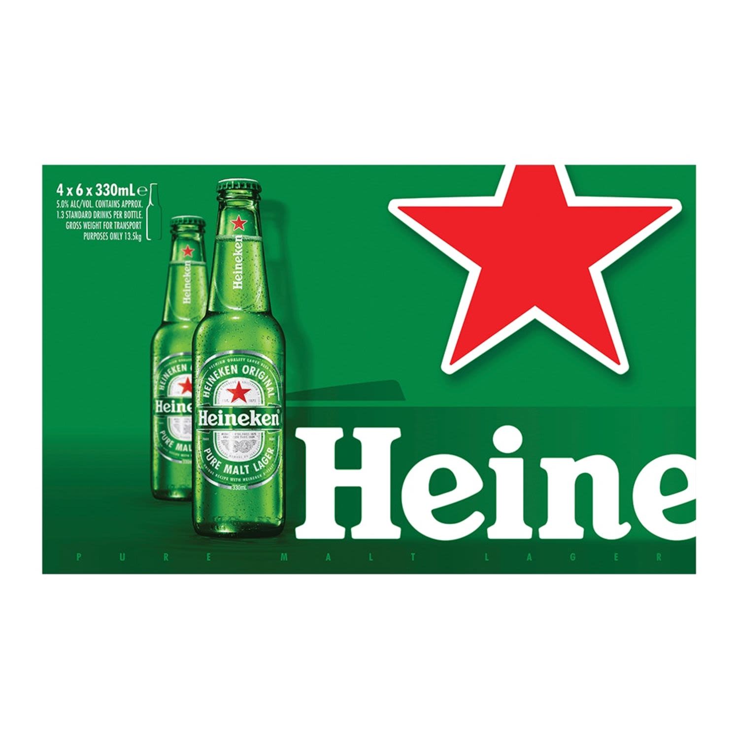 Heineken Lager Bottle 330mL 24 Pack