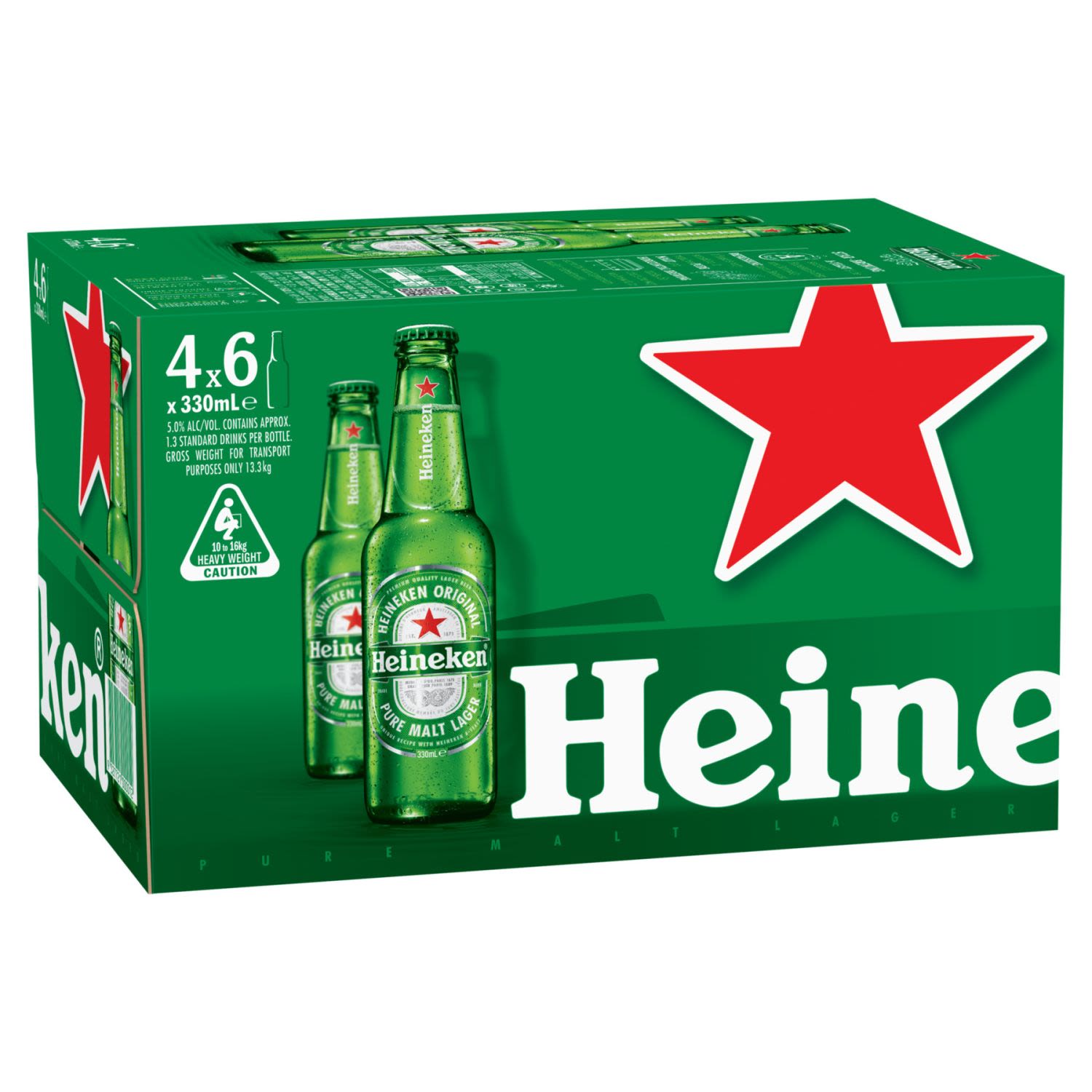 Heineken Lager Bottle 330mL 24 Pack