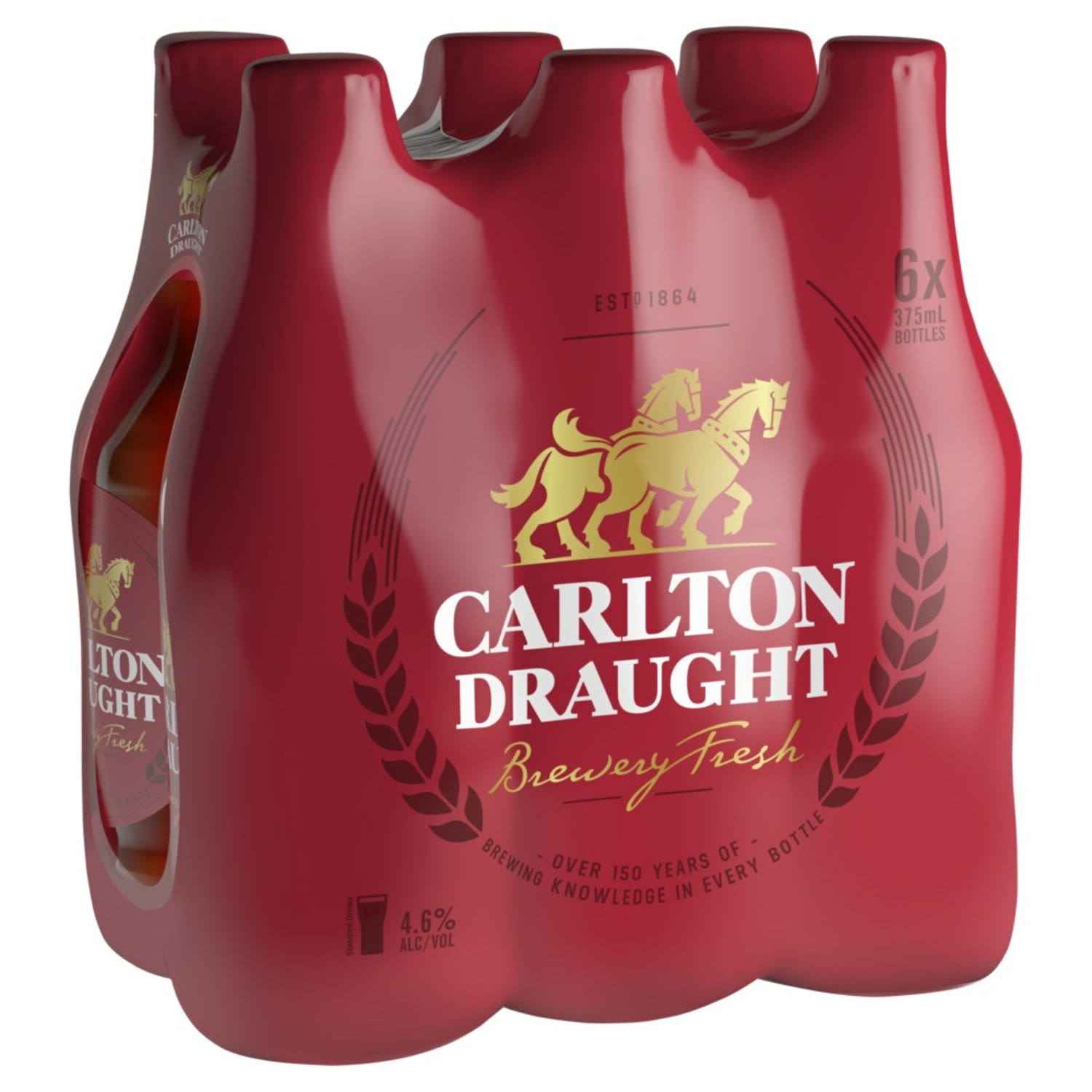 Carlton Draught Bottle 375mL 6 Pack