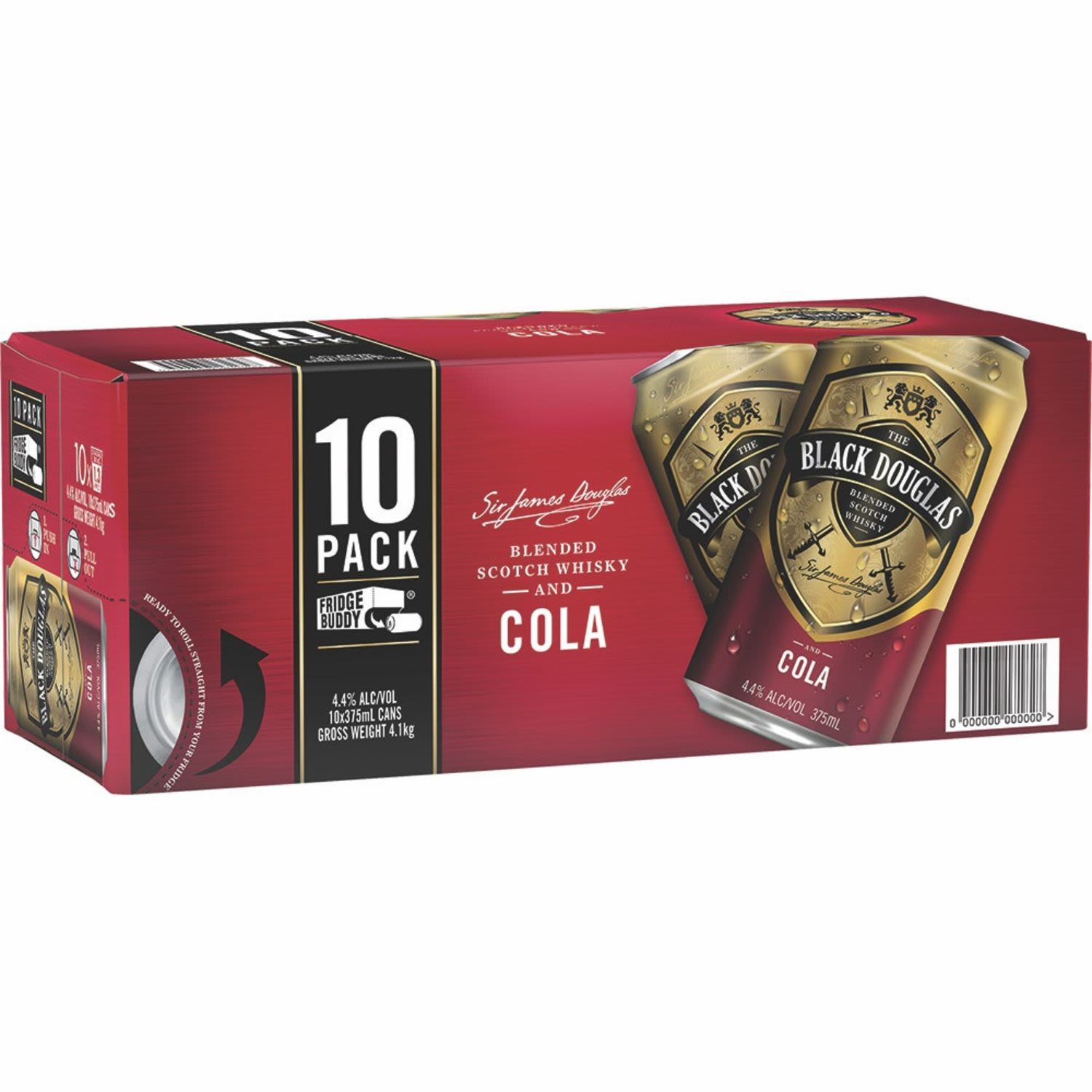 Black Douglas Whisky & Cola 4.4% Can 375mL 10 Pack