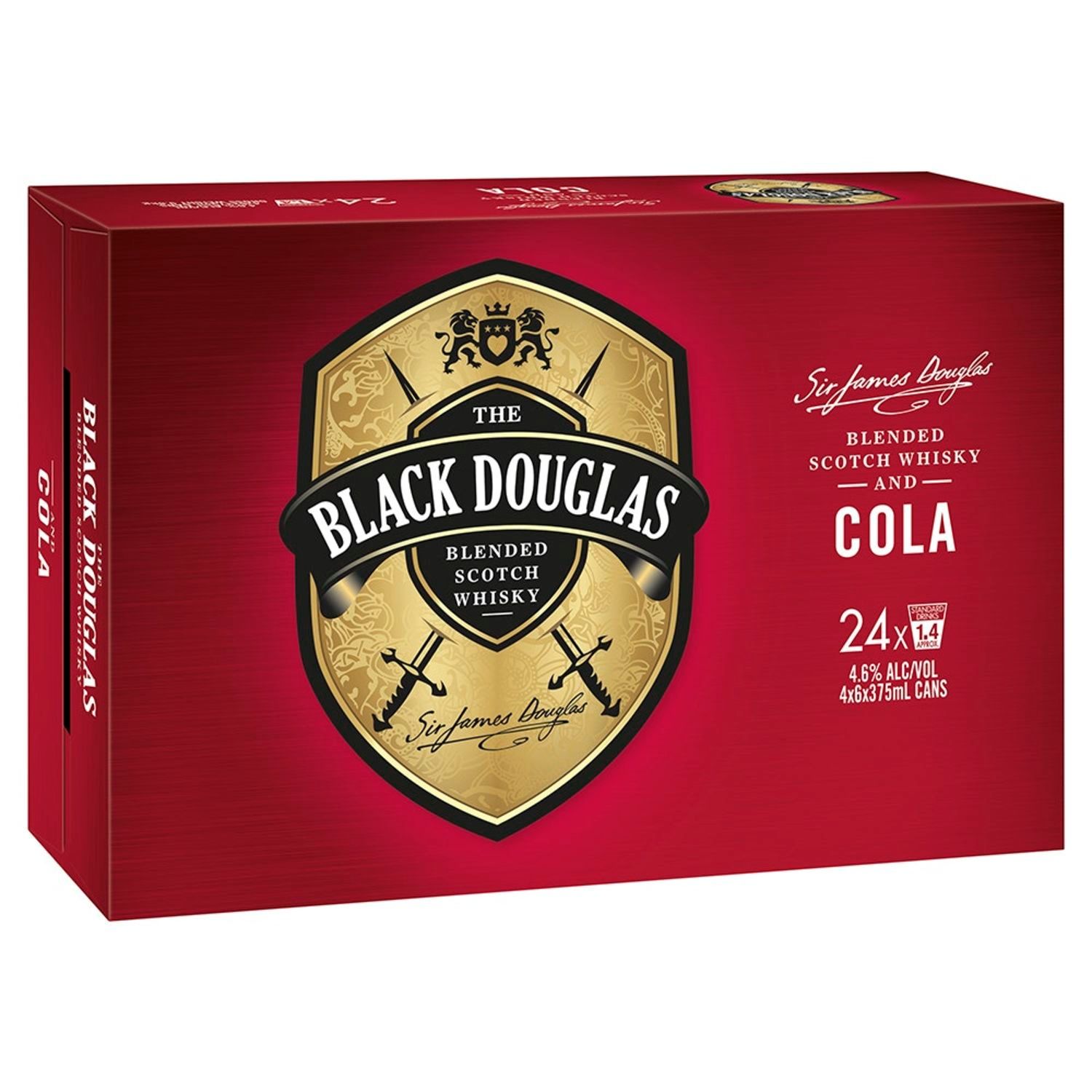 Black Douglas Whisky and Cola Cans 375mL<br /> <br />Alcohol Volume: 4.40%<br /><br />Pack Format: 24 Pack<br /><br />Standard Drinks: 1.3</br /><br />Pack Type: Can<br />