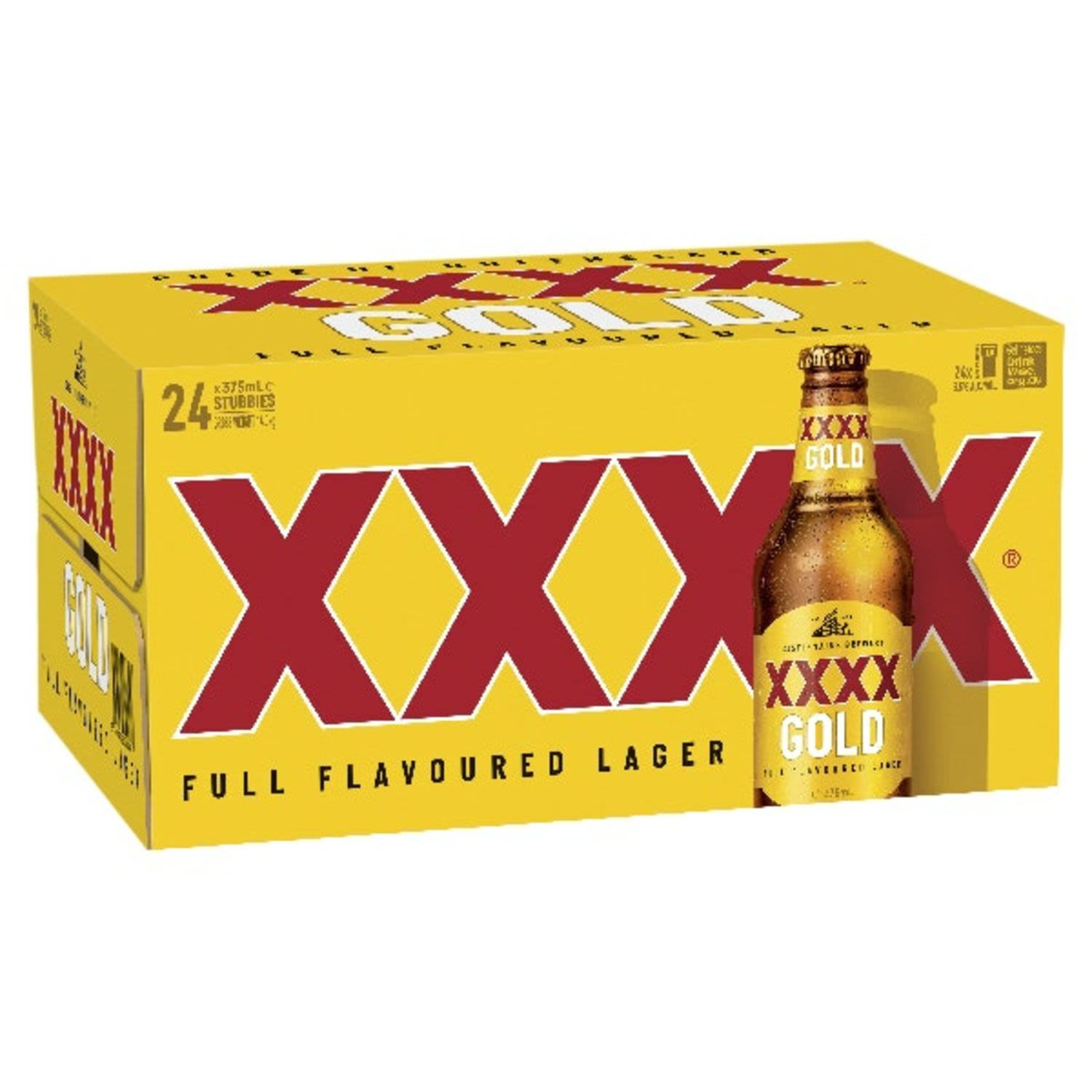 XXXX Gold is a refreshing mid-strength beer that continues the great tradition of XXXX brewing heritage, by being brewed with the finest Australian malt, barley and unique golden cluster hops. XXXX Gold has a balanced, smooth flavour and body, complimented by mild bitterness and a trace of sweetness from the extra malt.<br /> <br />Alcohol Volume: 3.50%<br /><br />Pack Format: 24 Pack<br /><br />Standard Drinks: 1</br /><br />Pack Type: Bottle<br /><br />Country of Origin: Australia<br />