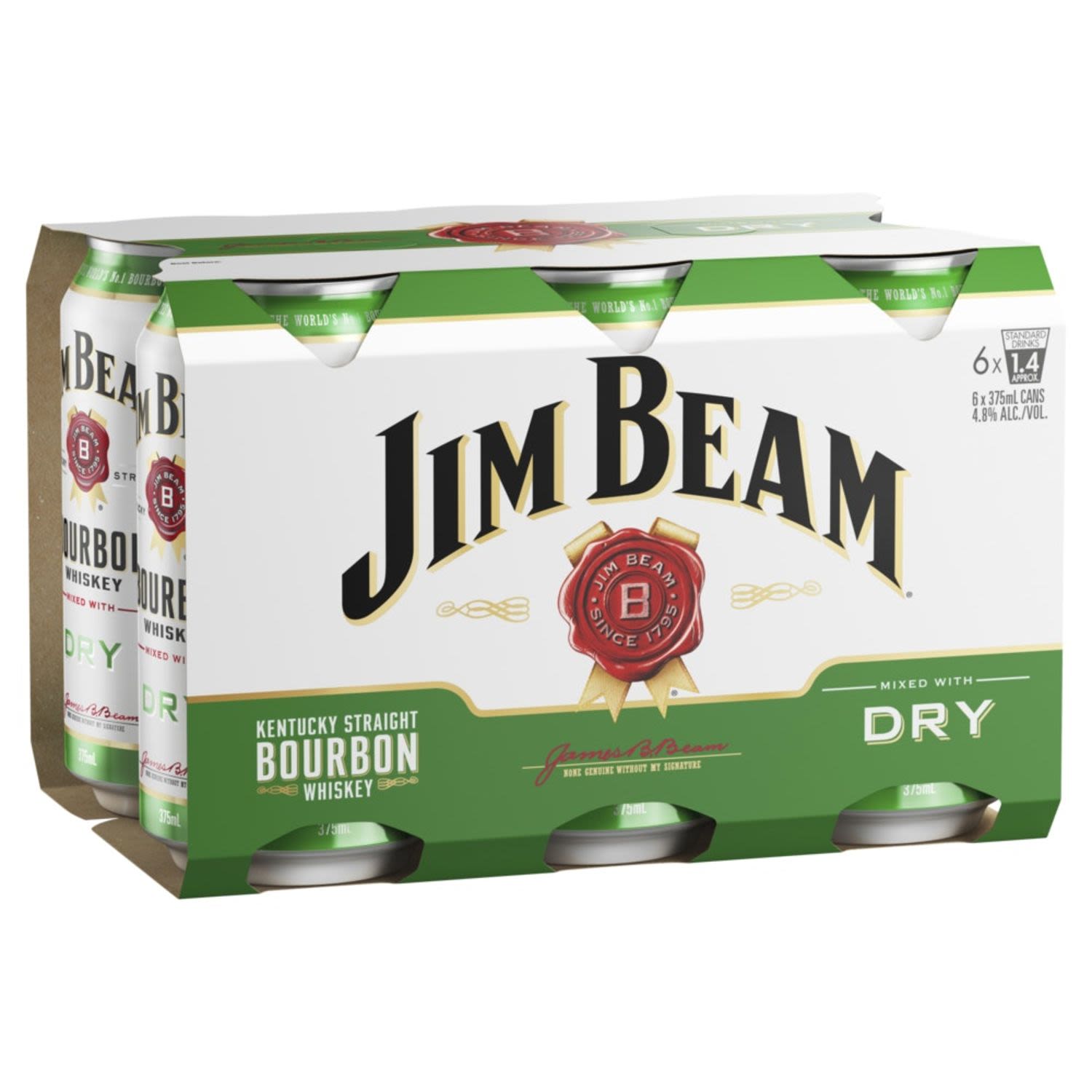 Jim Beam & Dry Can 375mL 6 Pack