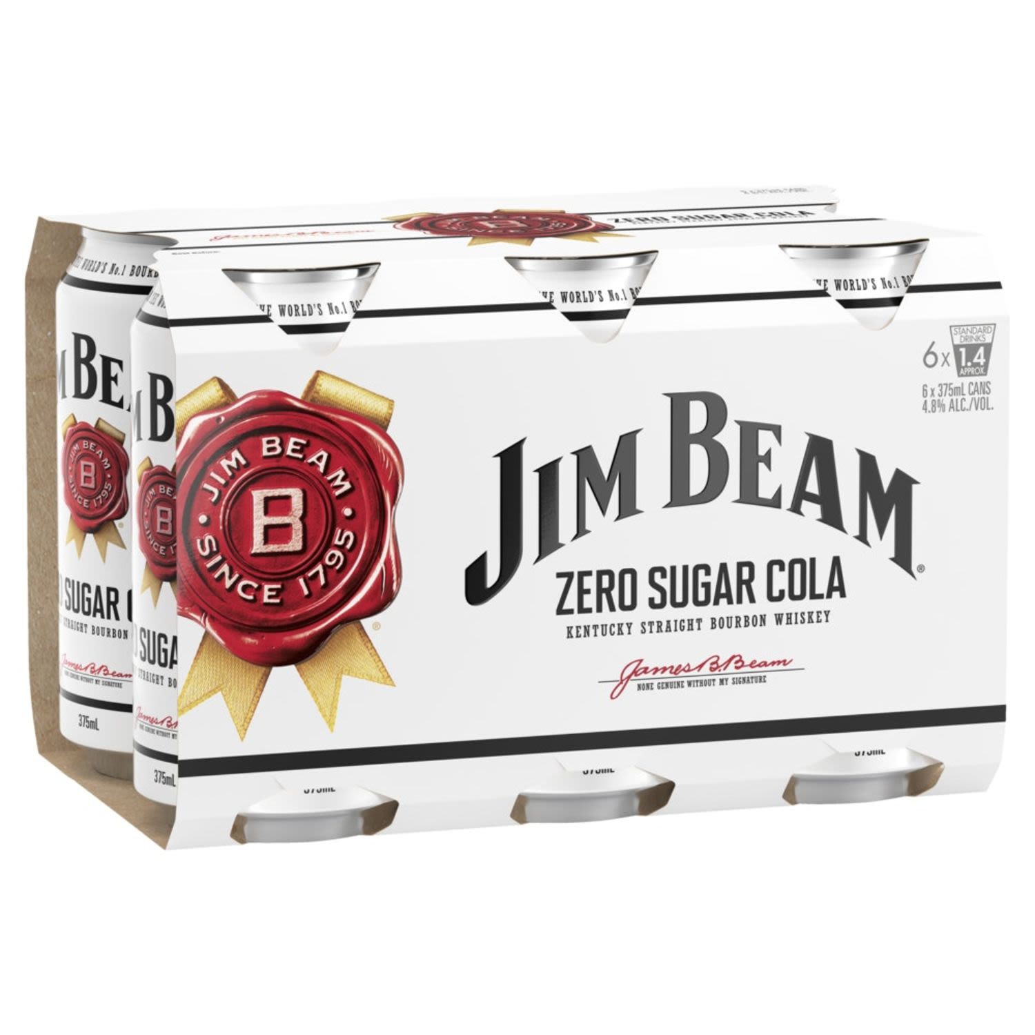 Jim Beam & Zero Cola Can 375mL 6 Pack