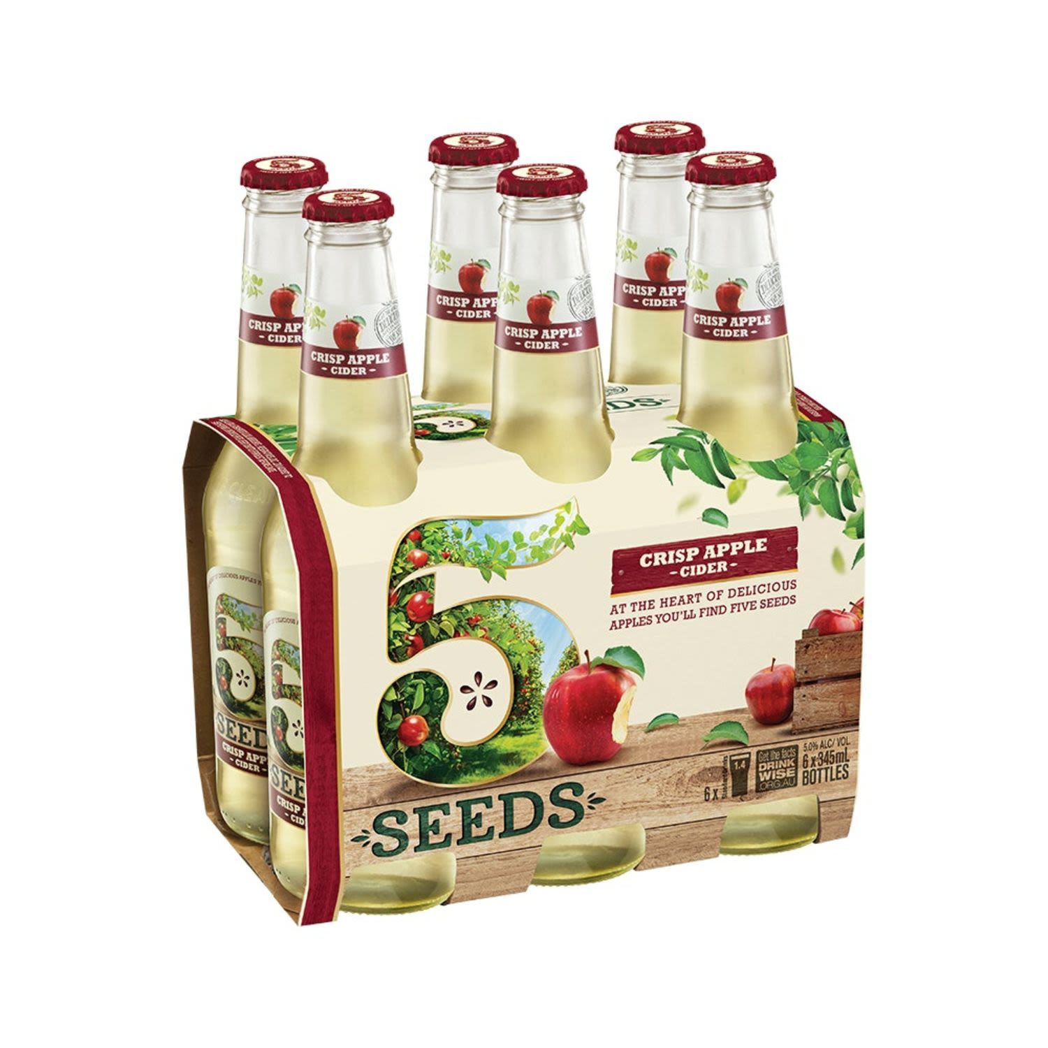 5 Seeds Crisp Apple Cider 345mL 6 Pack