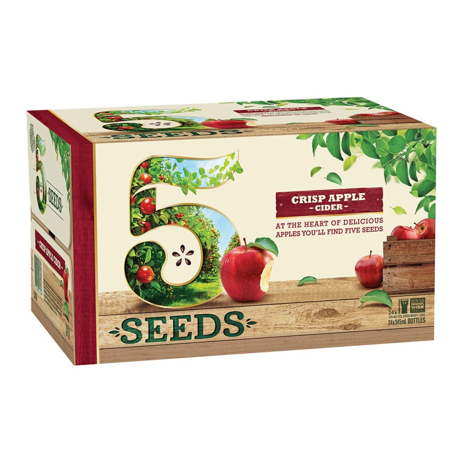 5 Seeds Crisp Apple Cider 345mL 24 Pack