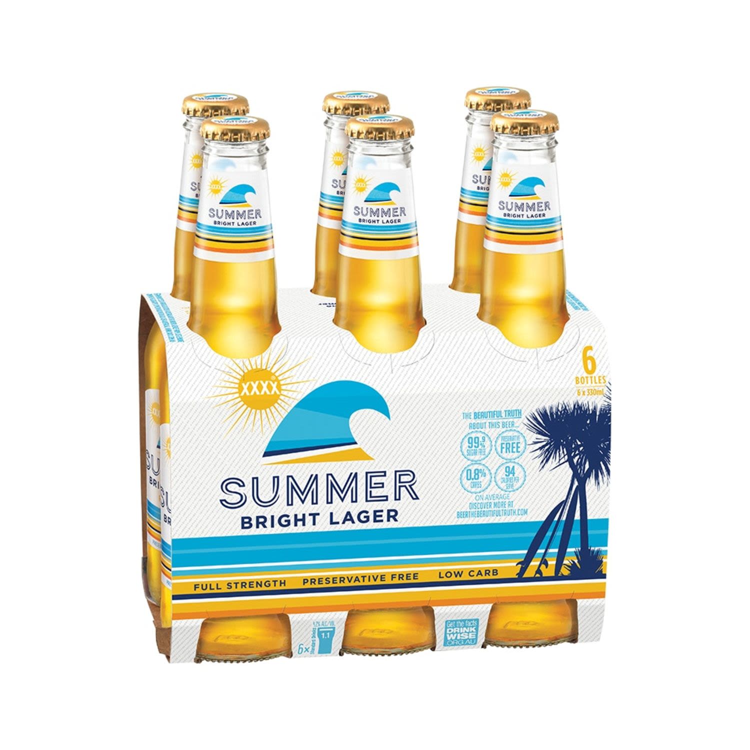 XXXX Summer Bright Lager Bottle 330mL 6 Pack