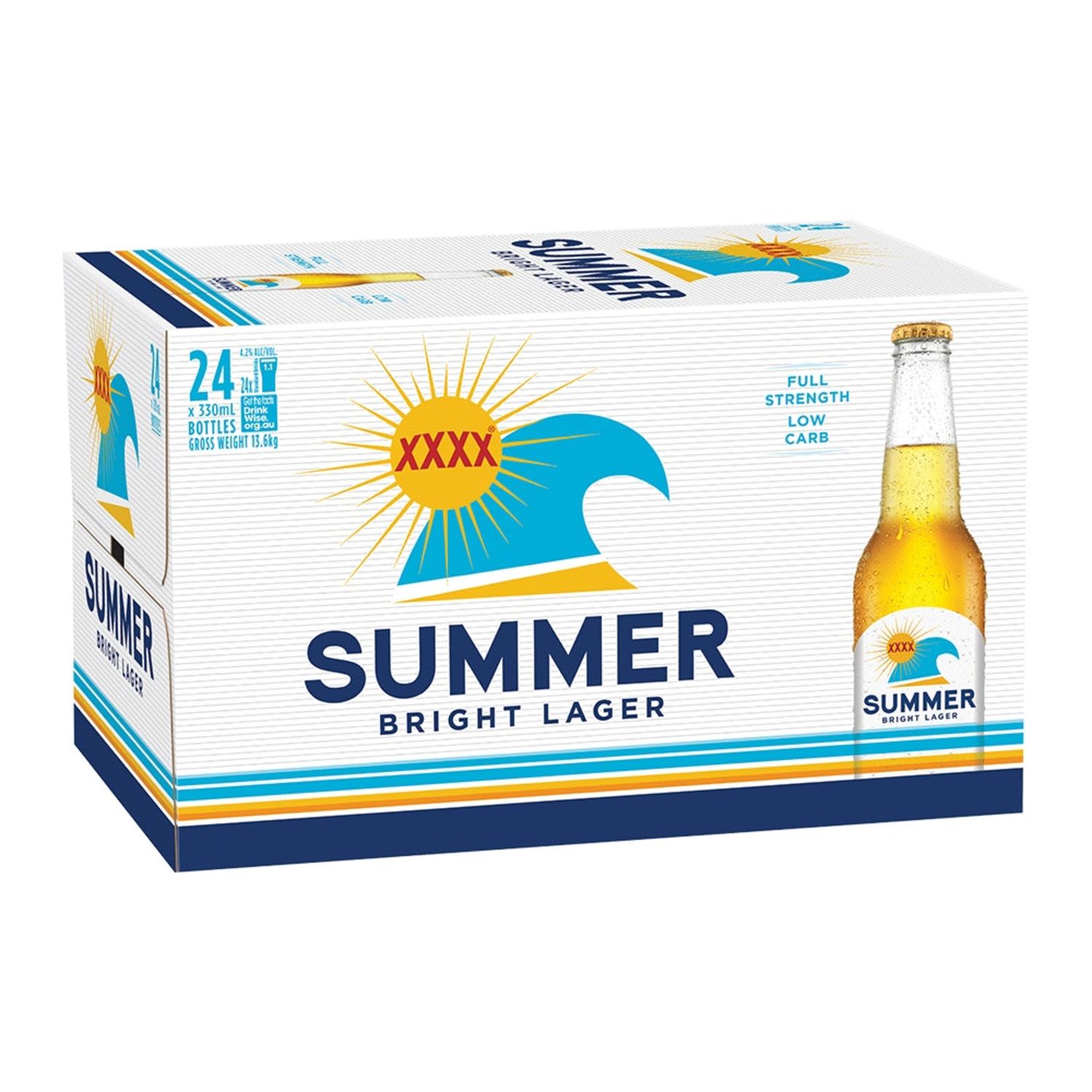 XXXX Summer Bright Lager Bottle 330mL 24 Pack