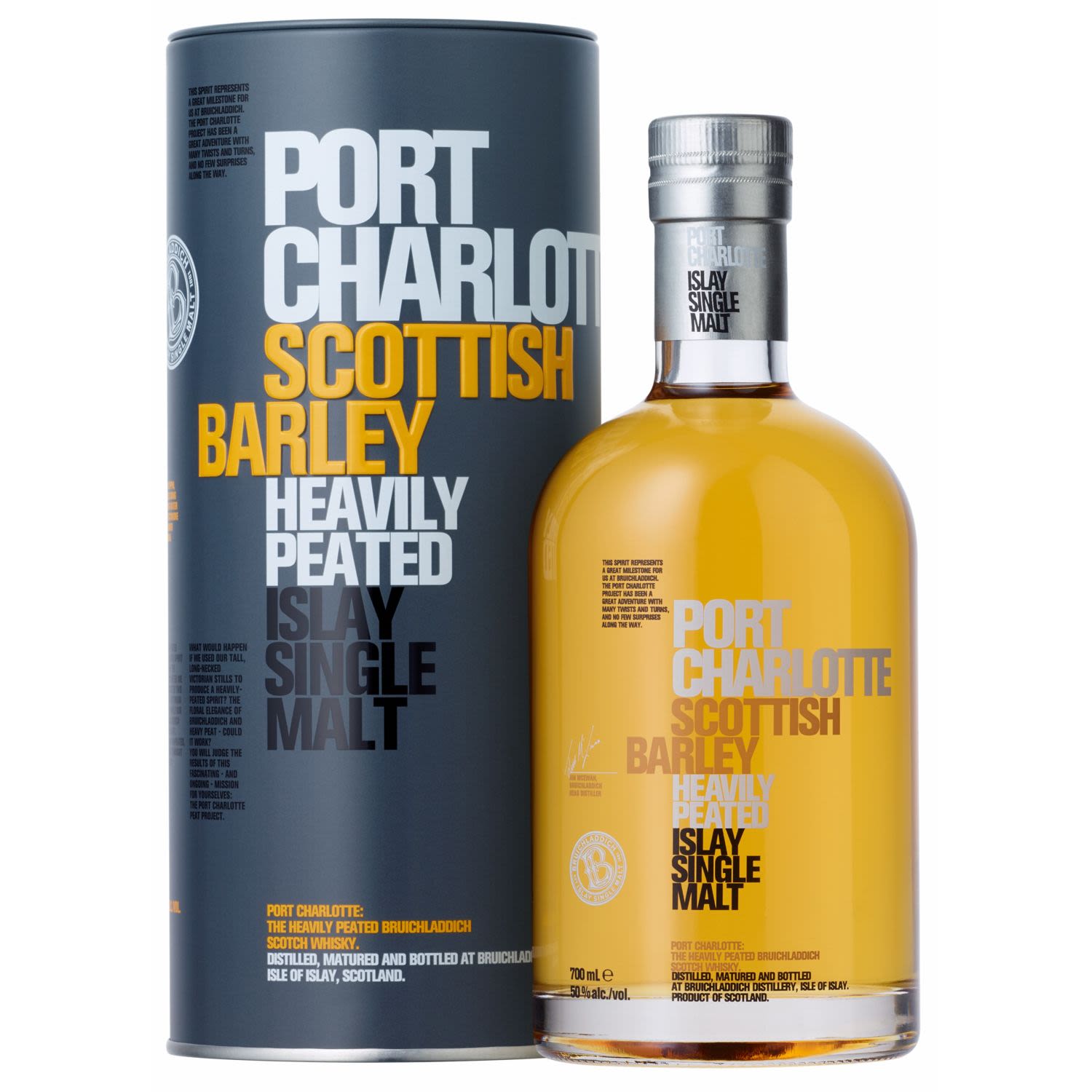 Port Charlotte Scottish Barley Heavily Peated Islay Single Malt 700mL Bottle