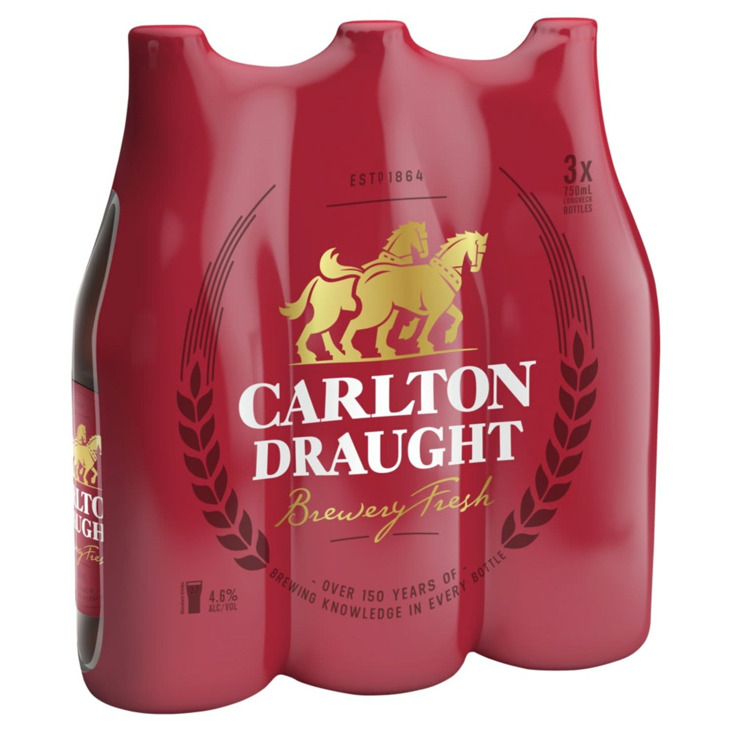 Carlton Draught Bottle 750mL 3 Pack