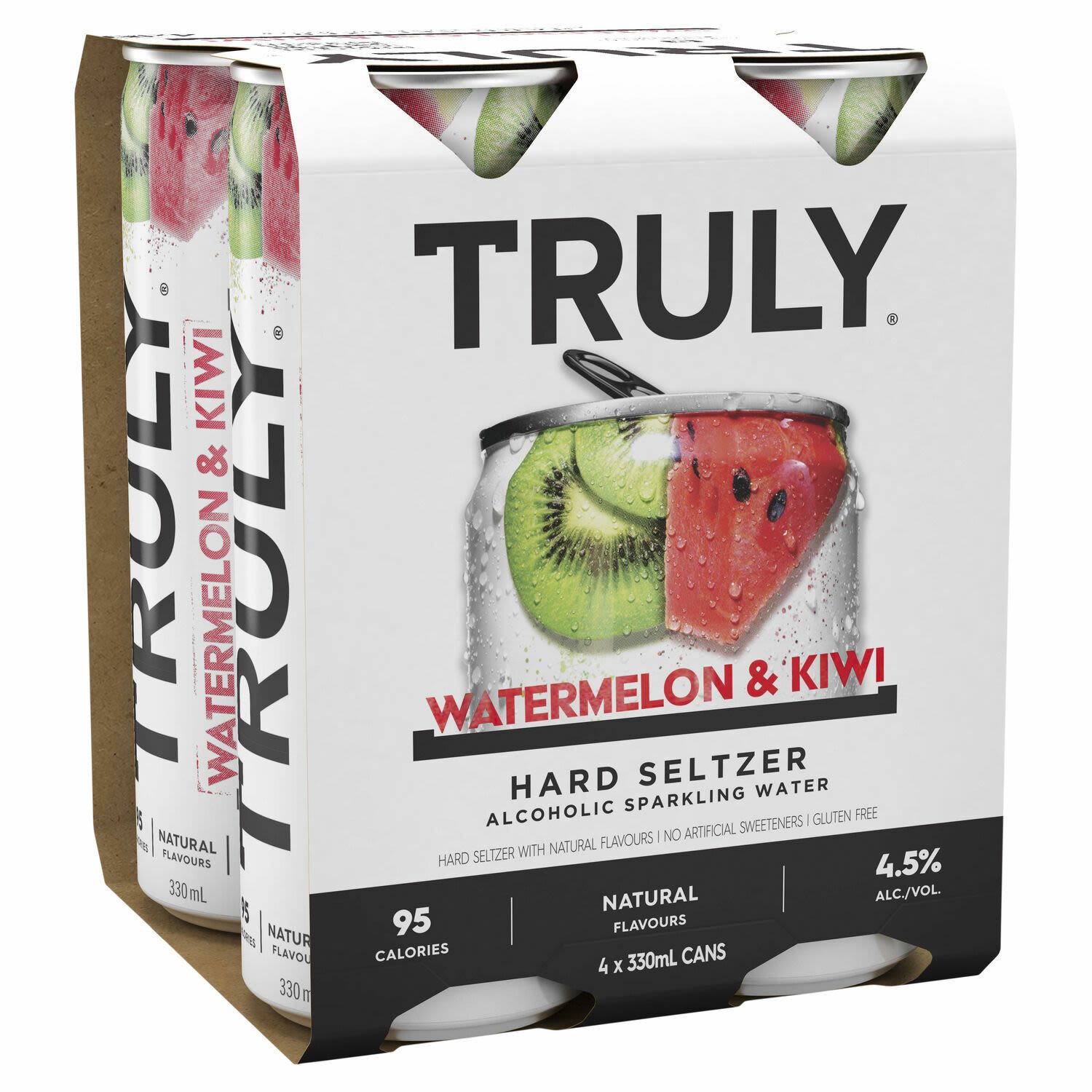 Truly Hard Seltzer Watermelon & Kiwi Fruit Can 330mL 4 Pack