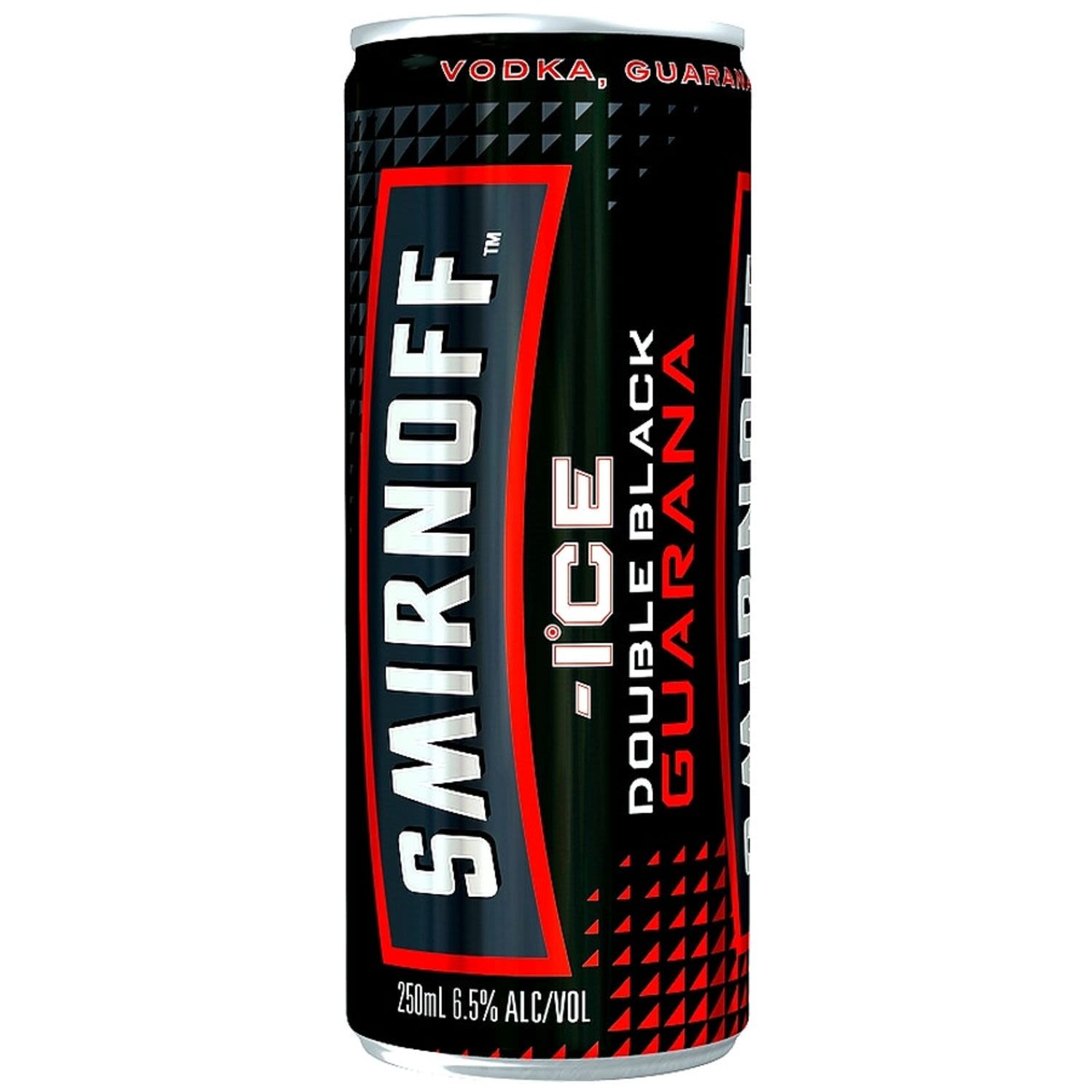 Smirnoff Ice Double Black and Guarana Cans 250mL<br /> <br />Alcohol Volume: 6.50%<br /><br />Pack Format: Can<br /><br />Standard Drinks: 1.3</br /><br />Pack Type: Can<br />