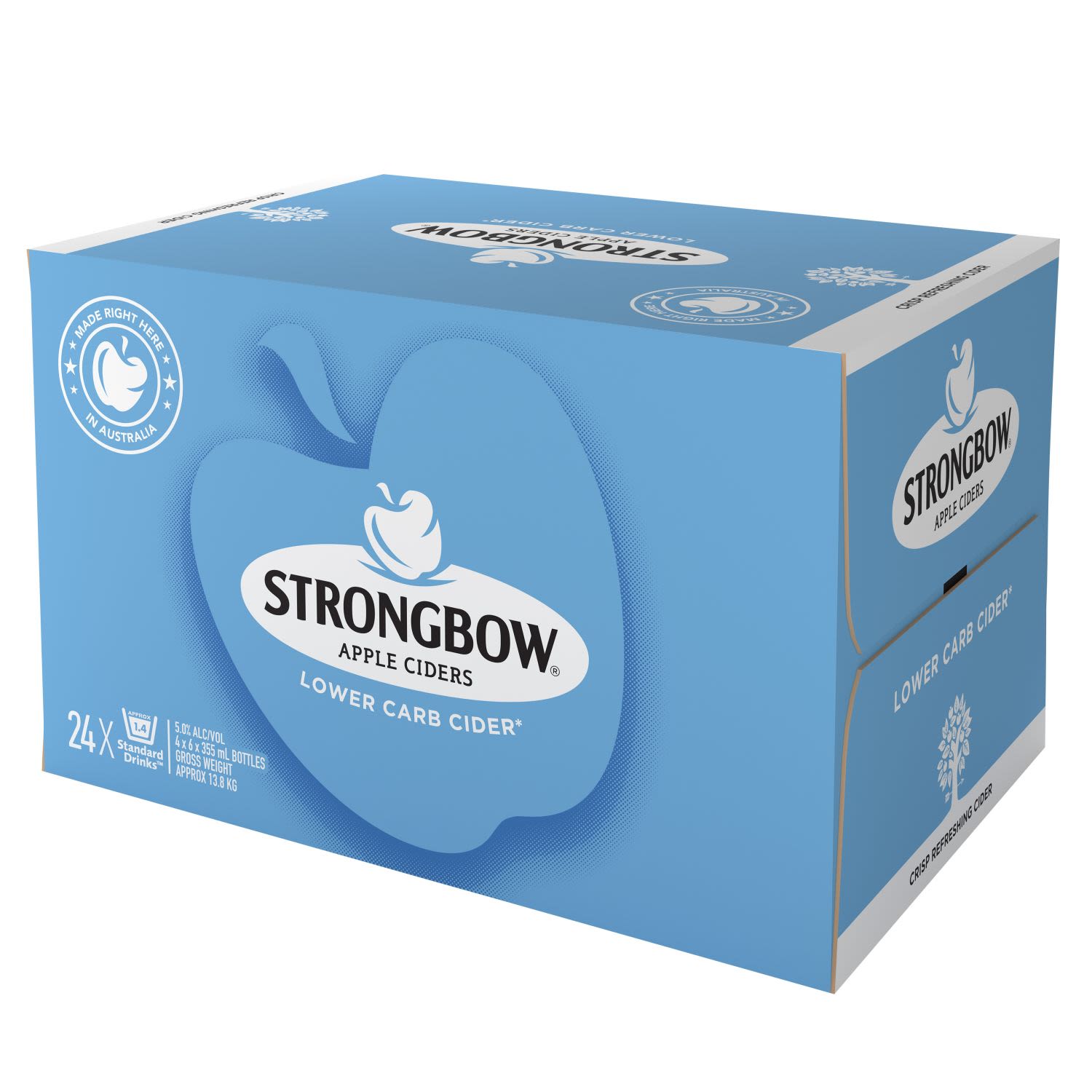 Strongbow Lower Carb Cider Bottle 355mL 24 Pack