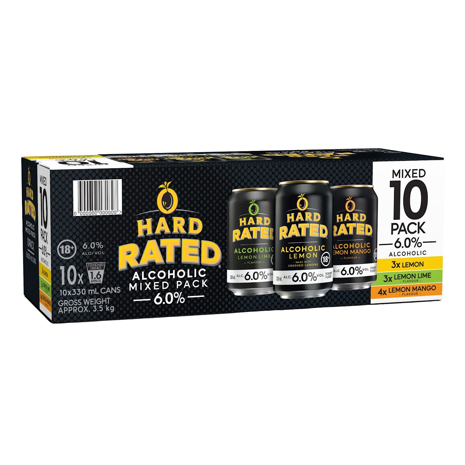 Hard Rated Mixed 6% Can 330mL 10 Pack