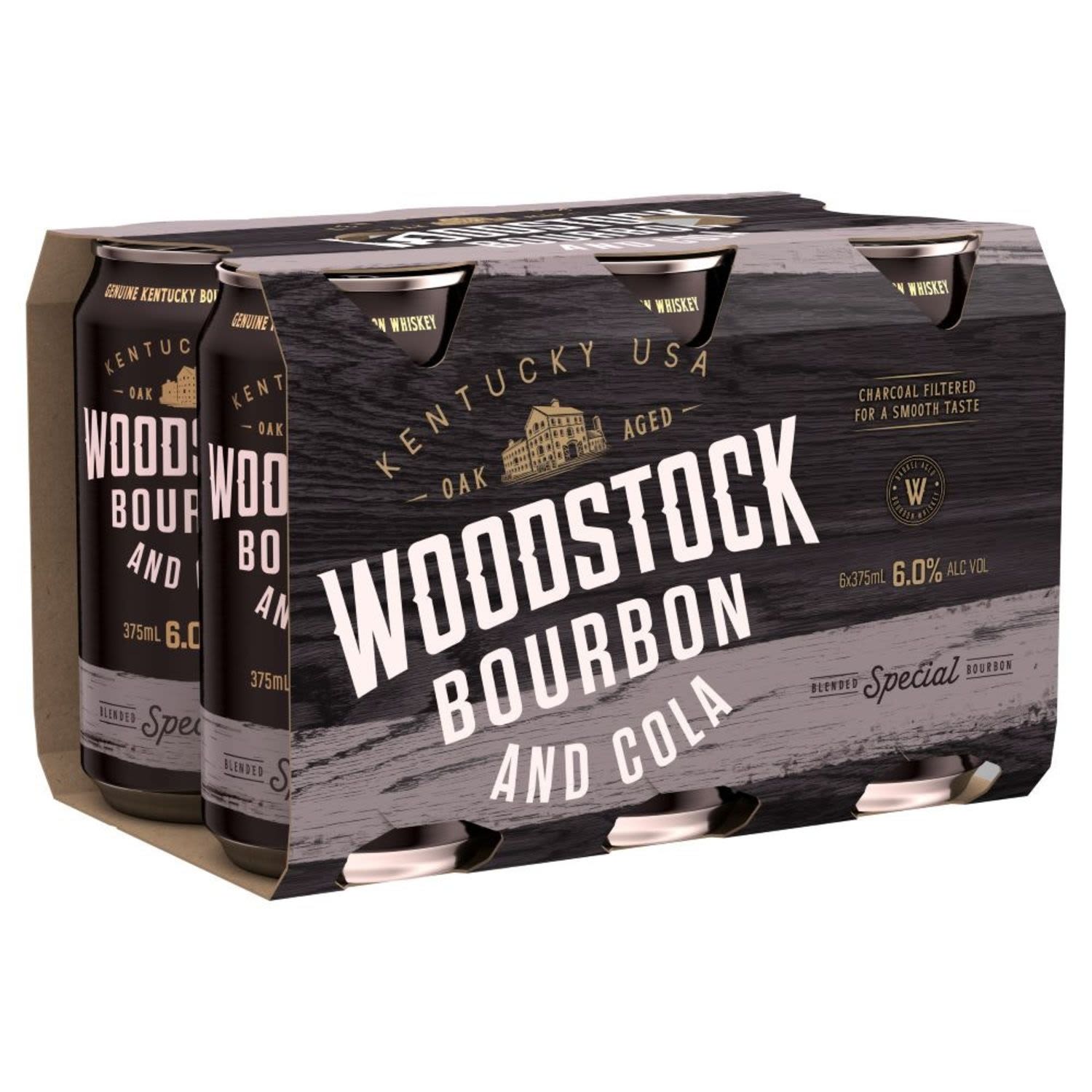 Woodstock Bourbon & Cola 6% Can 375mL 6 Pack