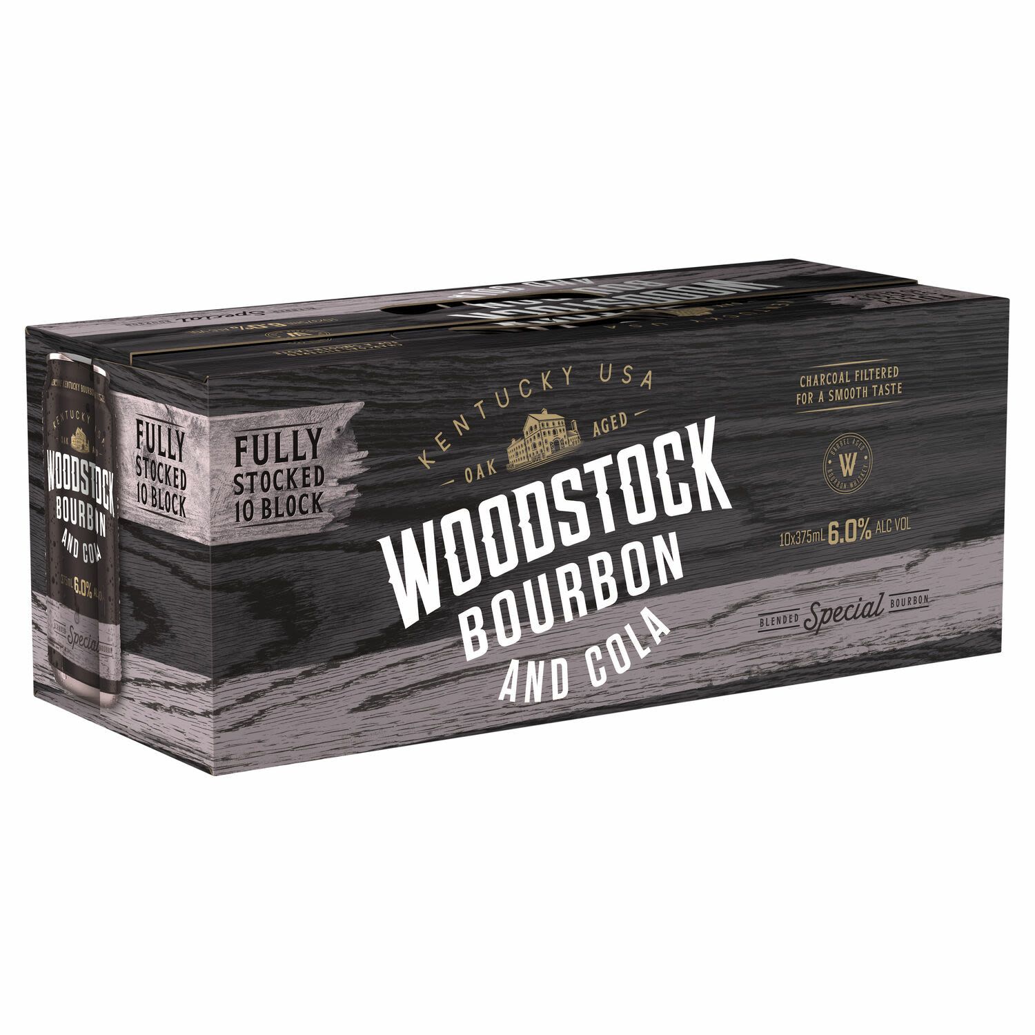 Woodstock Bourbon & Cola 6% Can 375mL 10 Pack
