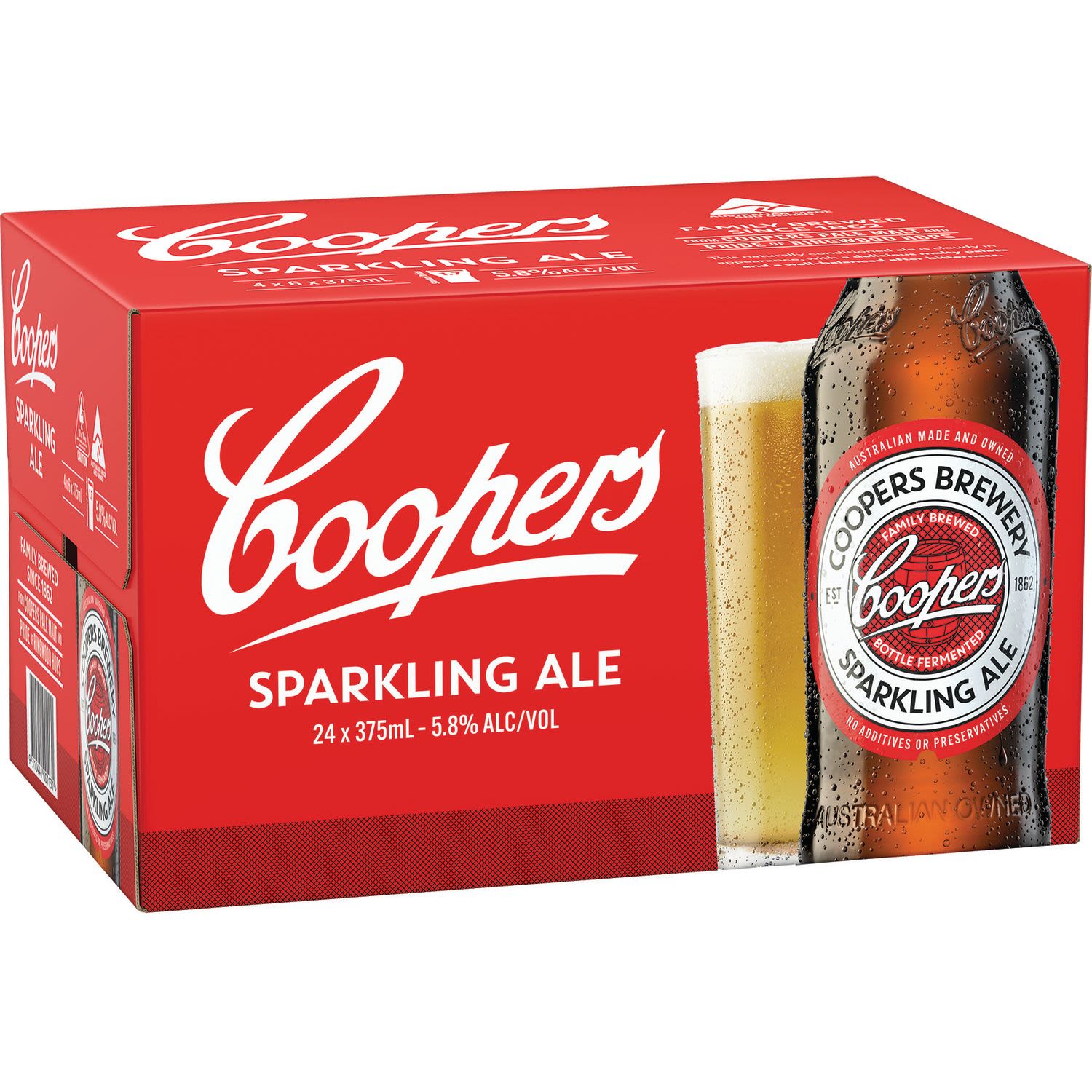 Coopers Sparkling Ale Bottle 375mL 24 Pack