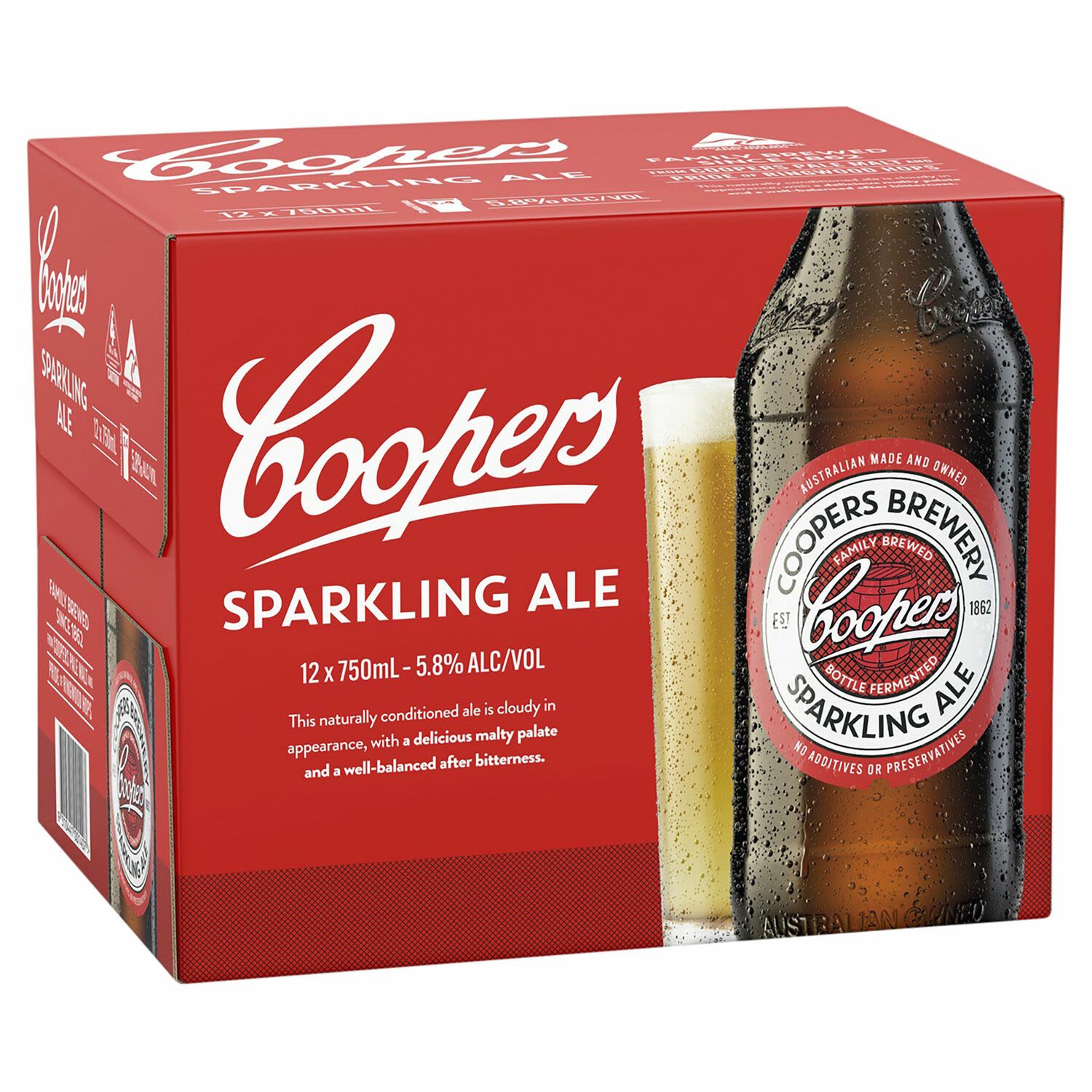 Coopers Sparkling Ale Bottle 750mL 12 Pack