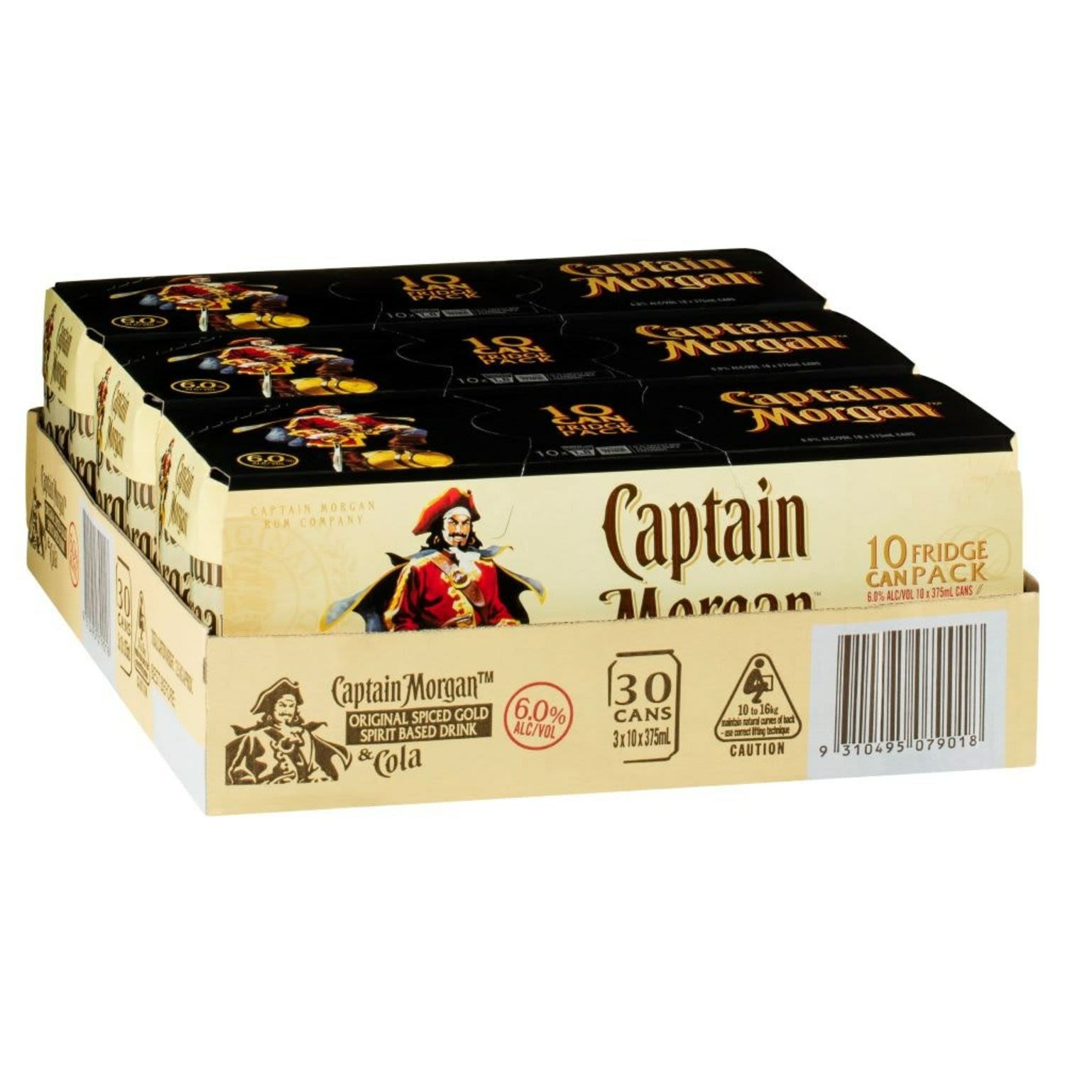 Captain Morgan Original Spiced Gold & Cola 6% Can 375mL 30 Pack