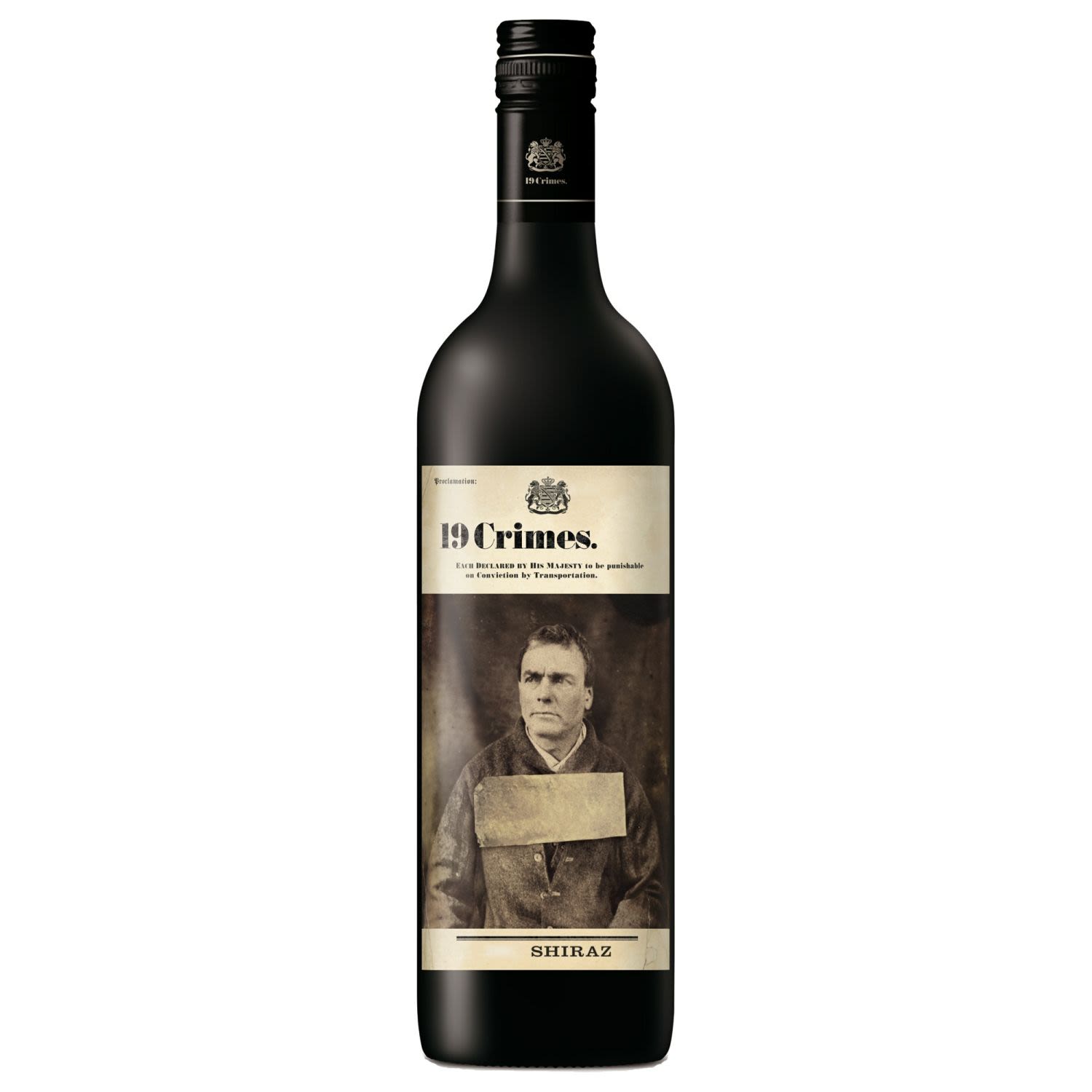 19 Crimes Shiraz. Criminally intense vanilla aromatics are balanced with ripe raspberry and plum fruits. Full and round bright-red wine with crimson hues that give way to subtle sweetness on the palate.<br /> <br />Alcohol Volume: 12.00%<br /><br />Pack Format: Bottle<br /><br />Standard Drinks: 8</br /><br />Pack Type: Bottle<br /><br />Country of Origin: Australia<br /><br />Region: South Eastern Australia<br /><br />Vintage: Vintages Vary<br />