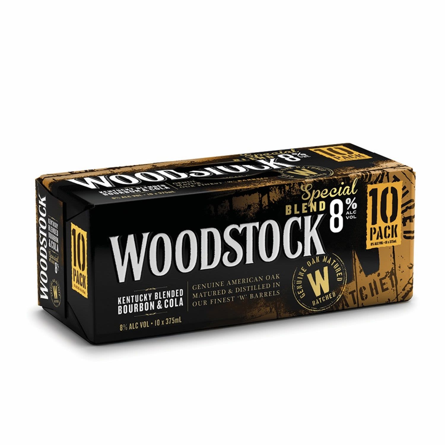 Woodstock Bourbon & Cola 8% Can 375mL 10 Pack