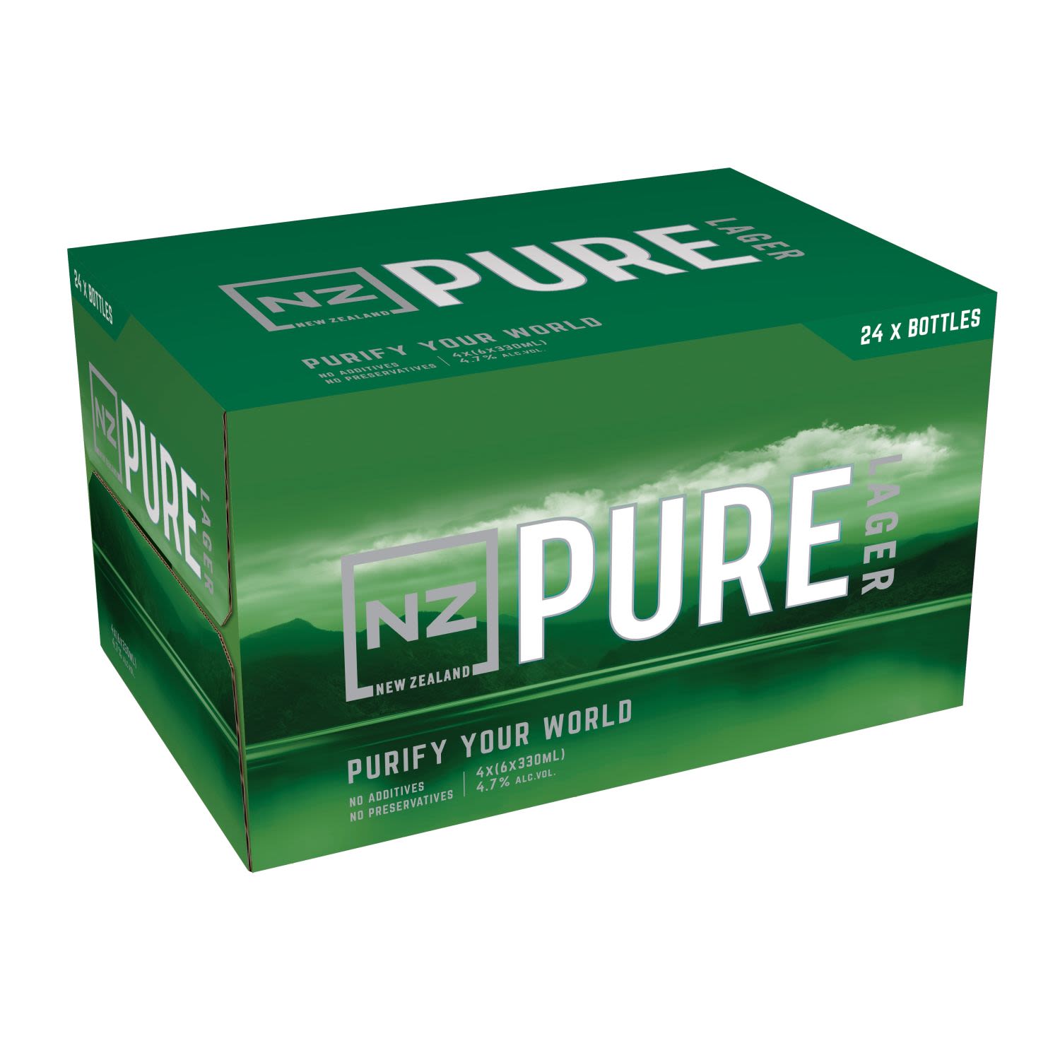 NZ Pure Lager Bottle 330mL 24 Pack