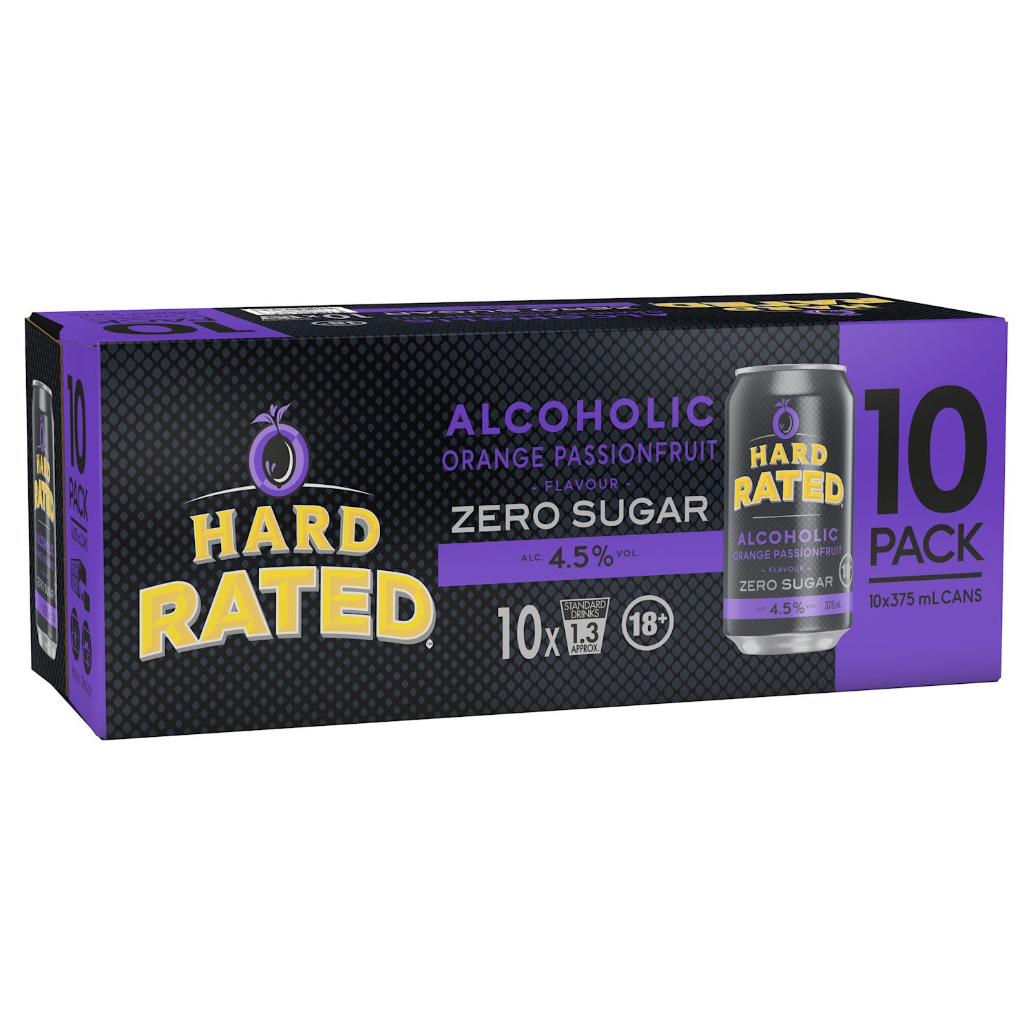 Hard Rated Zero Sugar Orange Passionfruit Can 375mL 10 Pack