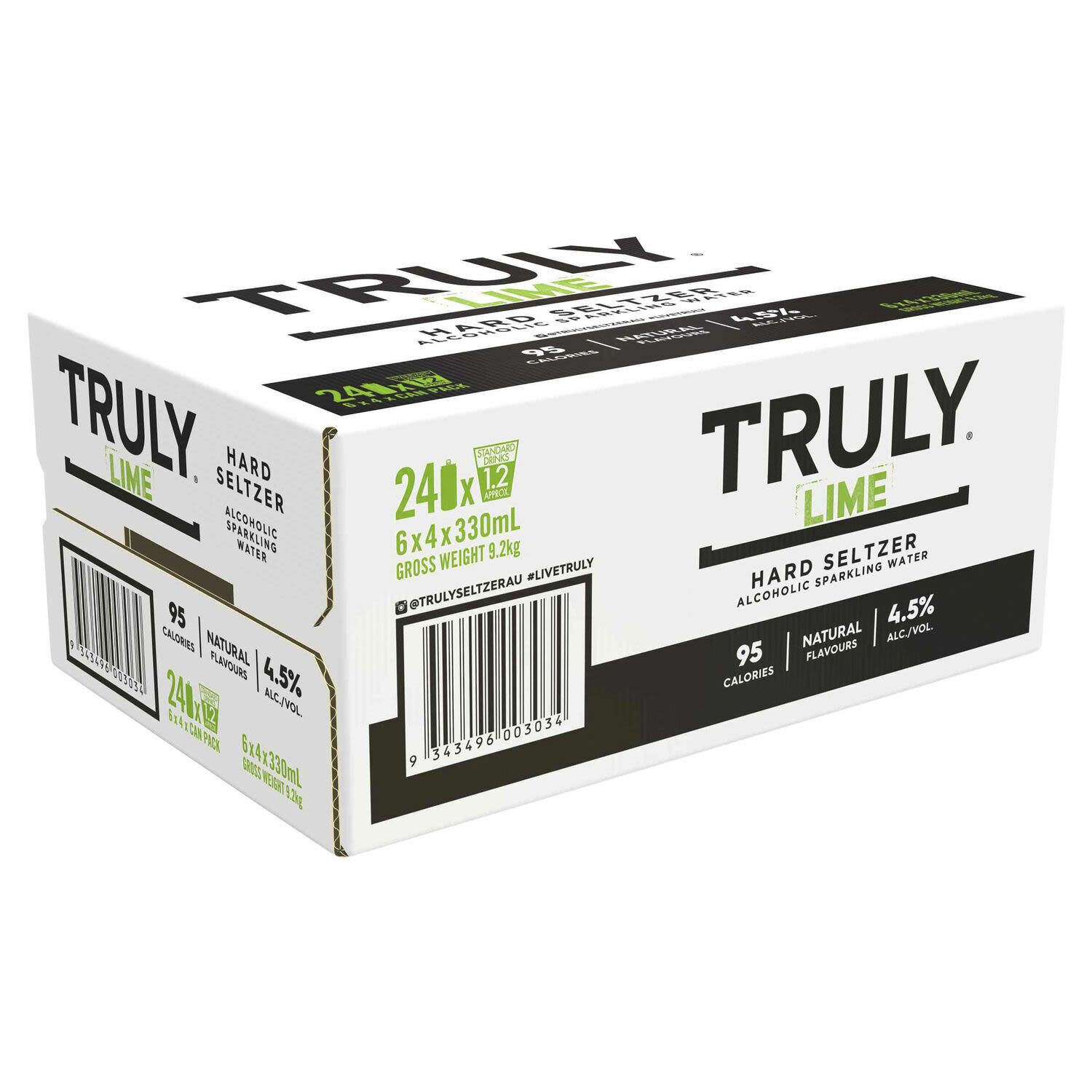 Truly Hard Seltzer Lime Can 330mL 24 Pack