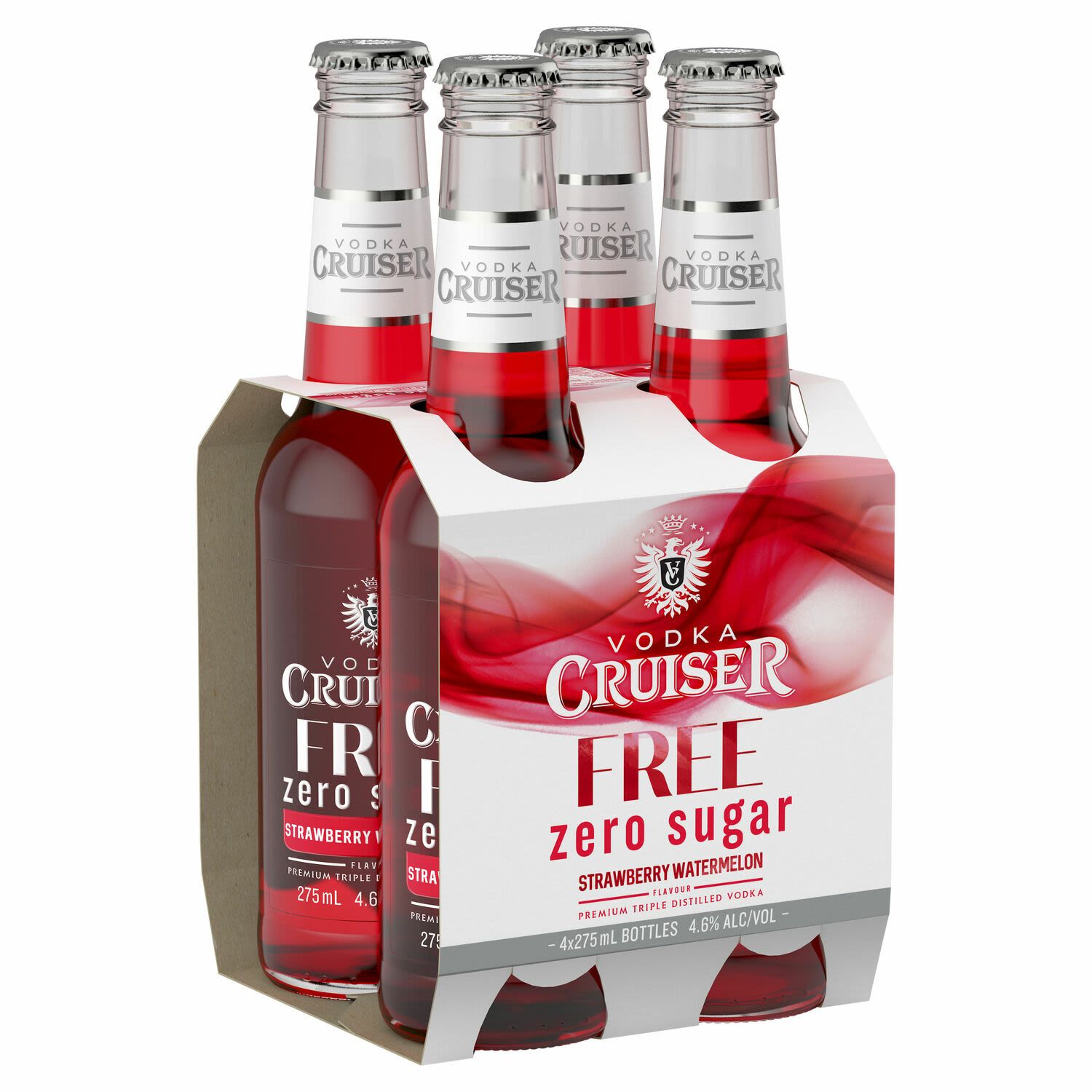 Vodka Cruiser Sugar Free Strawberry Watermelon Bottle 275mL 4 Pack