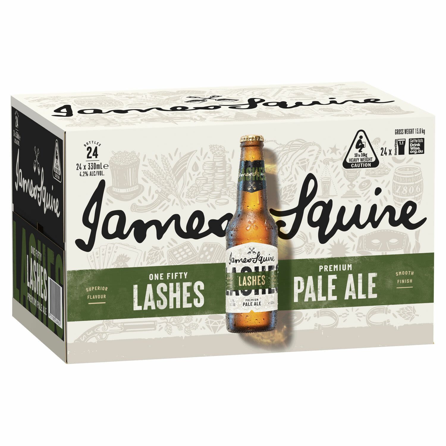 James Squire James Squire One Fifty Lashes Pale Ale Bottle 330mL 24 Pack, 7920 Millilitre 