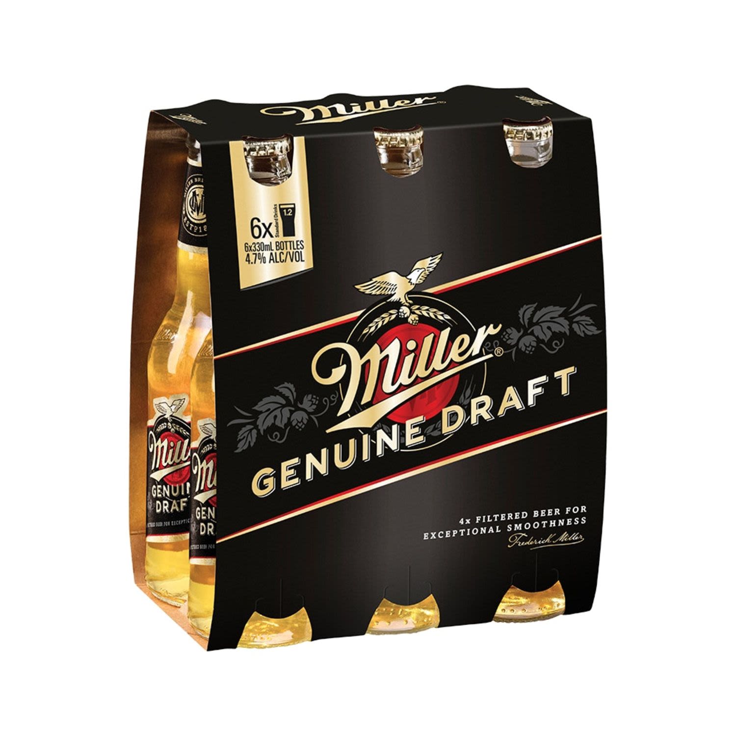 Miller Genuine Draught Bottle 330mL 6 Pack