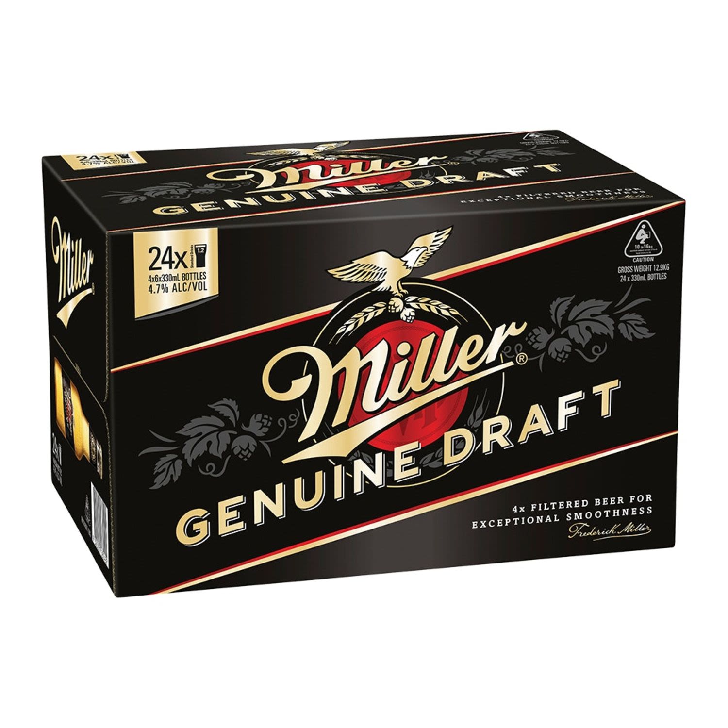 Miller Genuine Draught Bottle 330mL 24 Pack