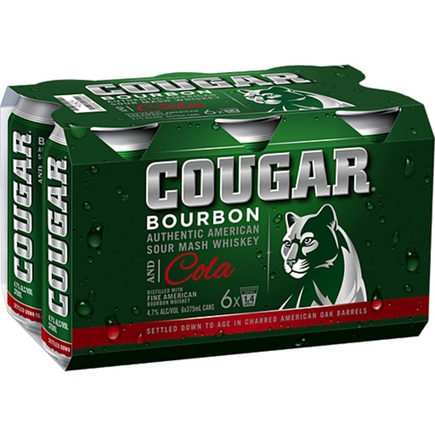 Cougar Bourbon and Cola Cans 375mL<br /> <br />Alcohol Volume: 4.50%<br /><br />Pack Format: 6 Pack<br /><br />Standard Drinks: 1.3</br /><br />Pack Type: Can<br />