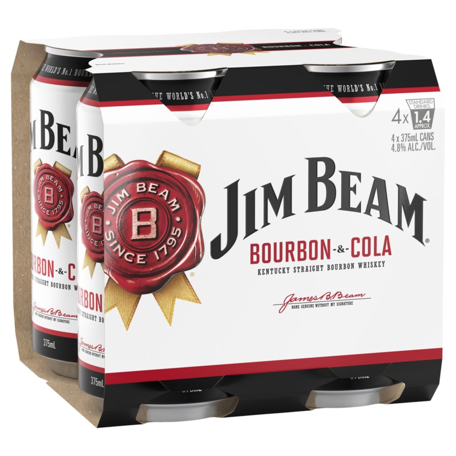 Jim Beam White & Cola Can 375mL 4 Pack