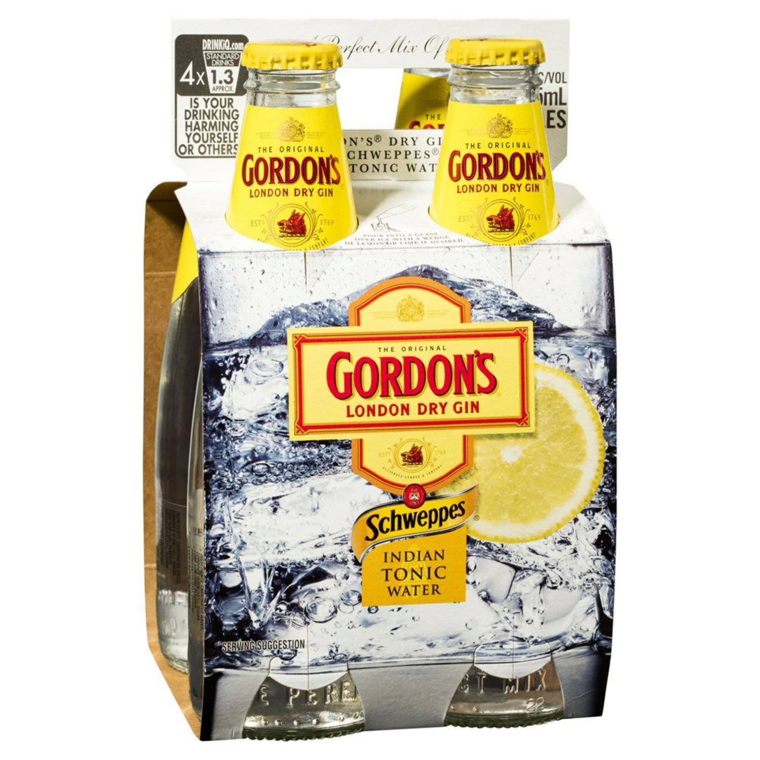 Gordon's London Dry Gin & Indian Tonic Water 275mL 4 Pack