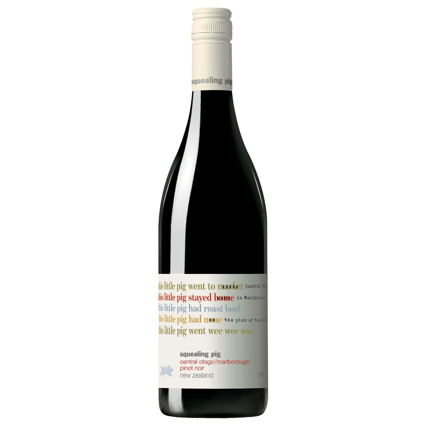 Squealing Pig Pinot Noir<br /> <br />Alcohol Volume: 14.00%<br /><br />Pack Format: Bottle<br /><br />Standard Drinks: 7.7</br /><br />Pack Type: Bottle<br /><br />Country of Origin: New Zealand<br /><br />Region: Central Otago<br /><br />Vintage: '2018<br />